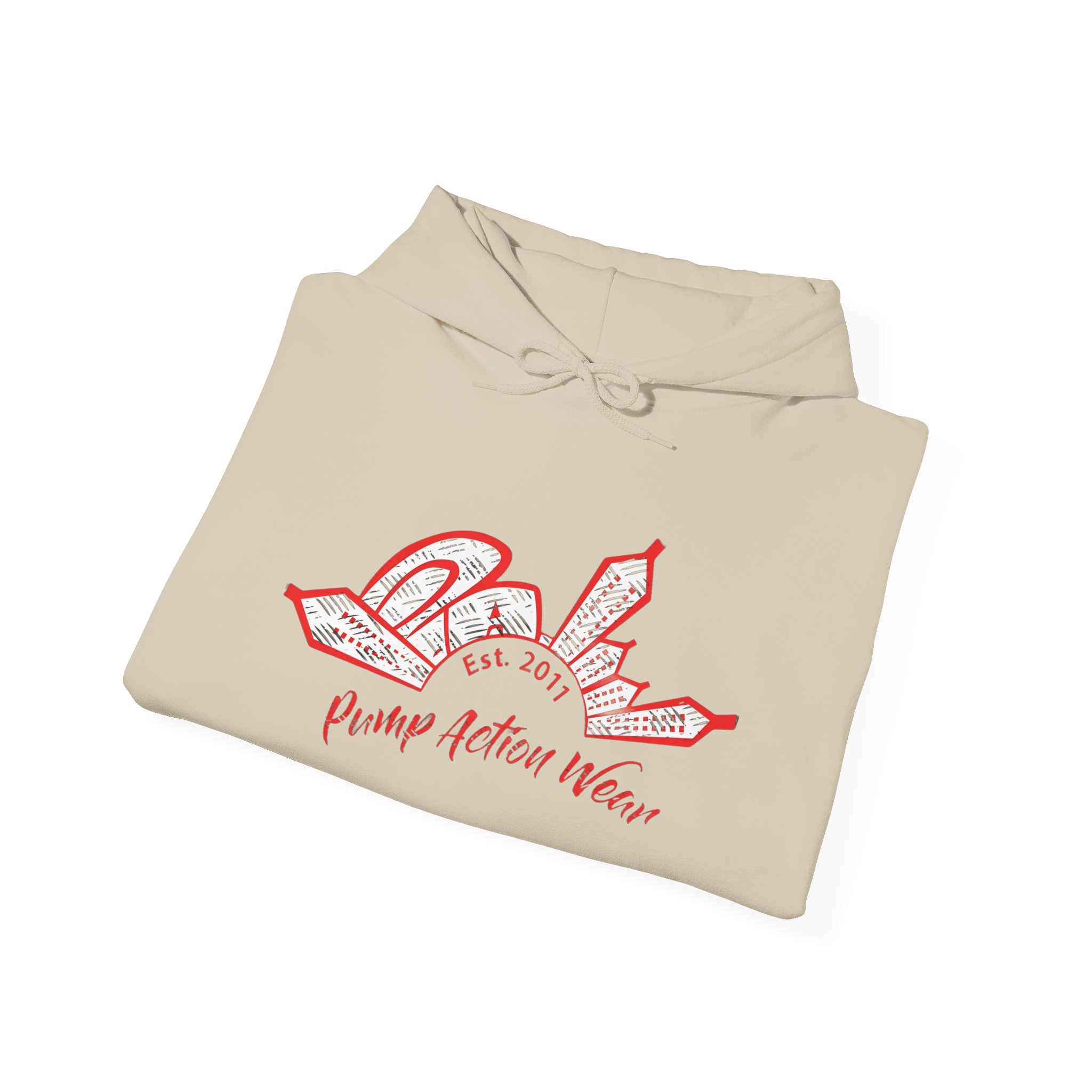 City Skyline Hoodie — 'Pump Action Weaver' Red Sketch Urban Graphic Pullover - Image 16