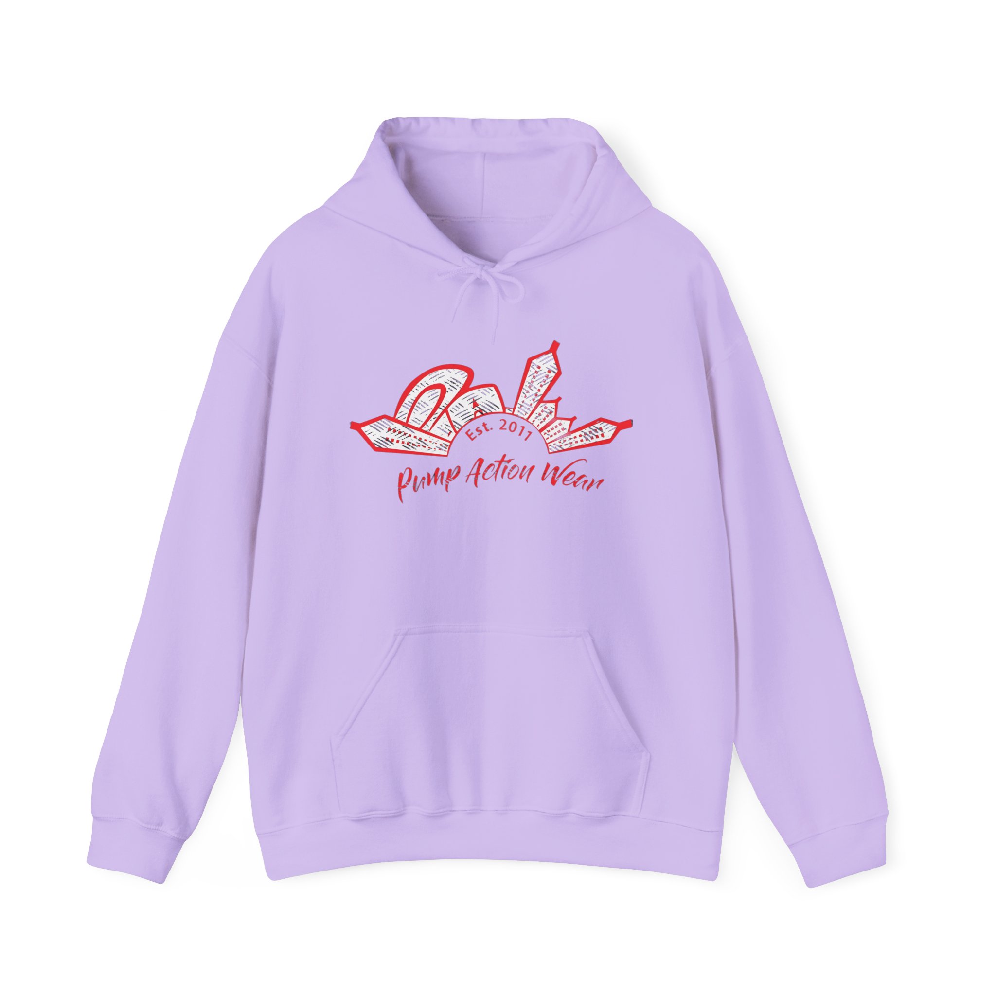 City Skyline Hoodie — 'Pump Action Weaver' Red Sketch Urban Graphic Pullover - Image 41