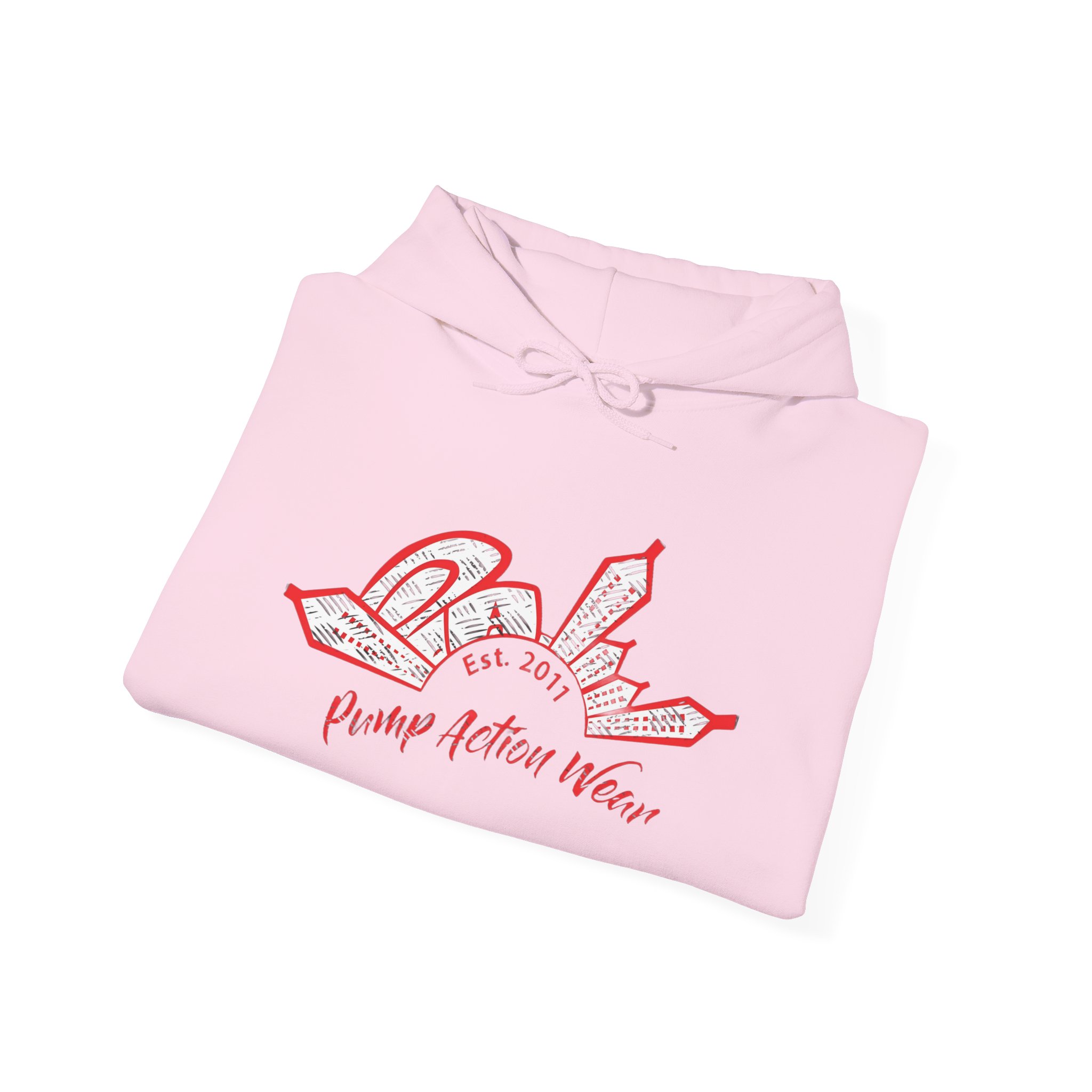 City Skyline Hoodie — 'Pump Action Weaver' Red Sketch Urban Graphic Pullover - Image 48