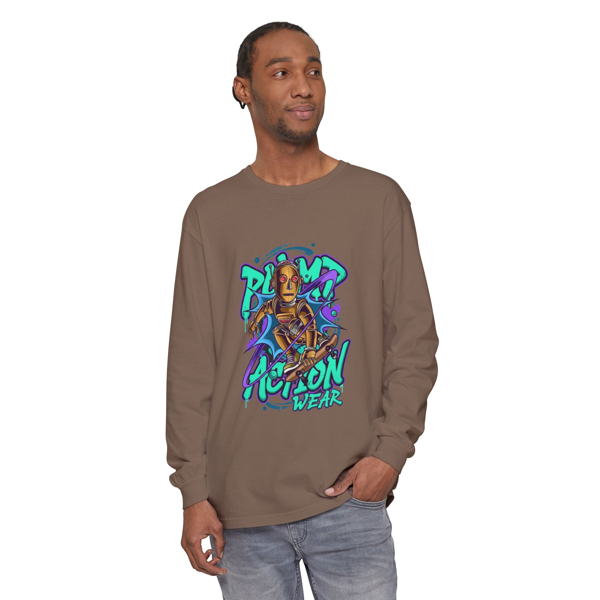 Retro Robot Graffiti Long Sleeve Tee - Image 23