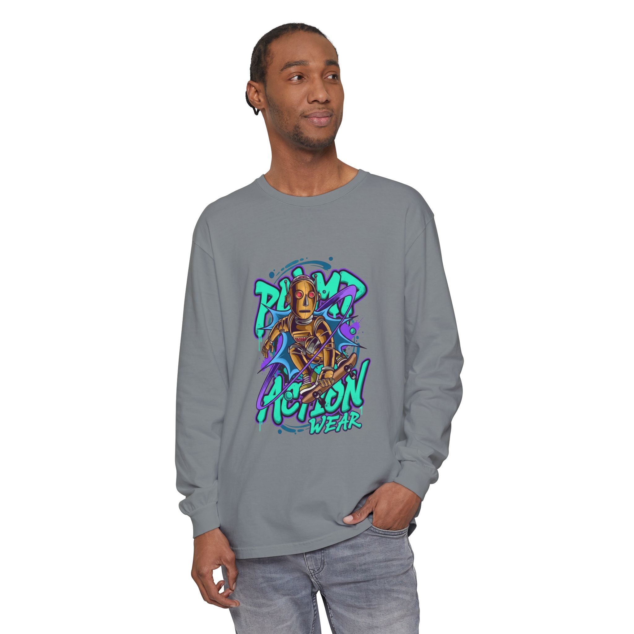 Retro Robot Graffiti Long Sleeve Tee - Image 55