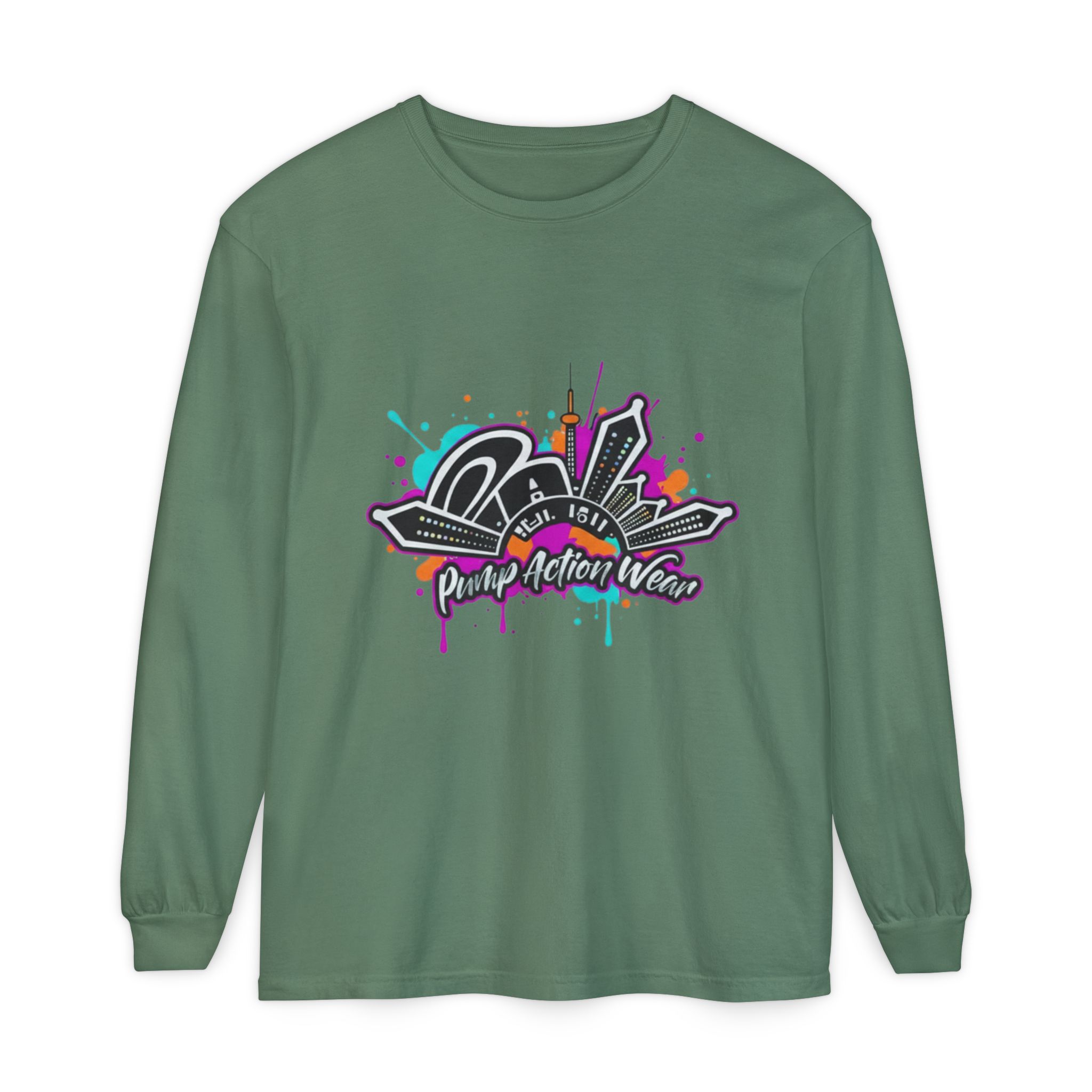 Graffiti Skyline Long Sleeve T-Shirt — "Pump Action Wear" Streetwear Tee - Image 49