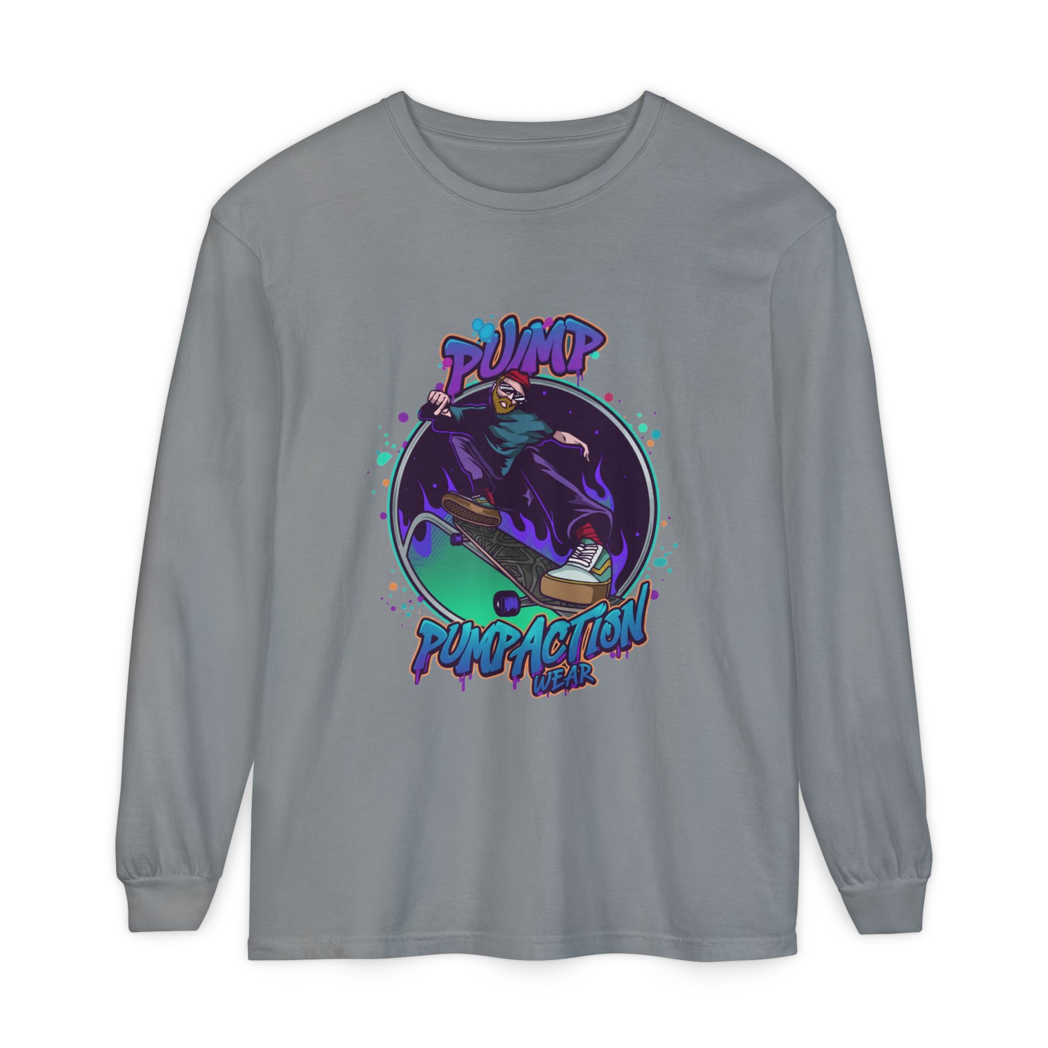 Pump Action Skateboard Long Sleeve Tee – Pump Action Graphic Shirt - Image 33