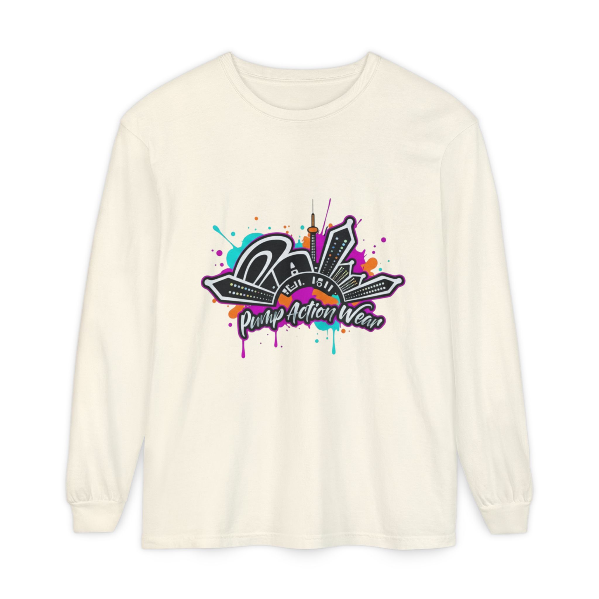 Graffiti Skyline Long Sleeve T-Shirt — "Pump Action Wear" Streetwear Tee - Image 17