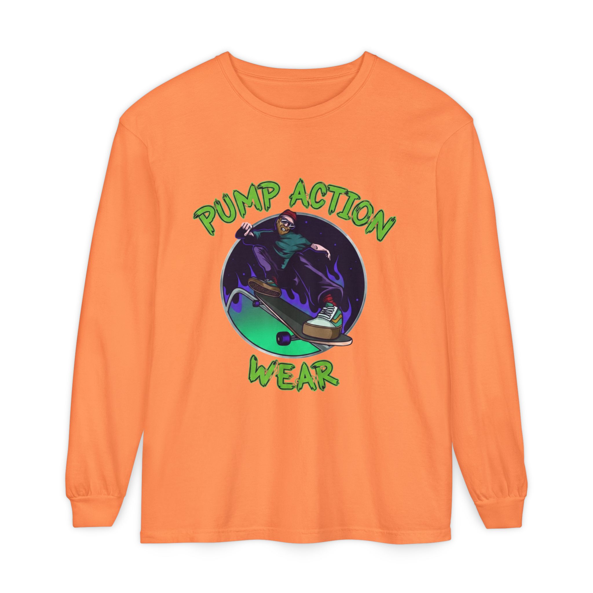 Skateboarder Graphic Long Sleeve Tee — "Pump Action Wear" - Image 5