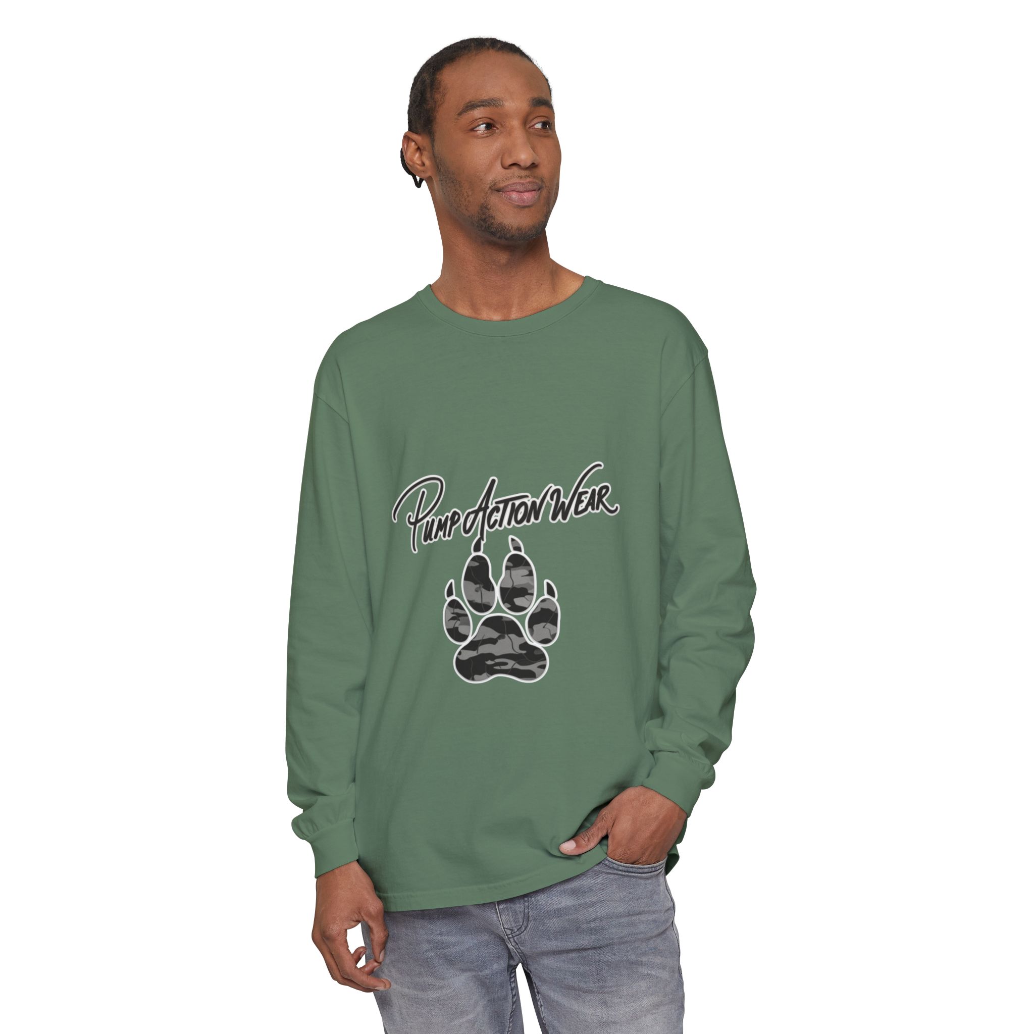 Long Sleeve T-Shirt — "Pump Action Wear" Paw Print Graphic - Image 51