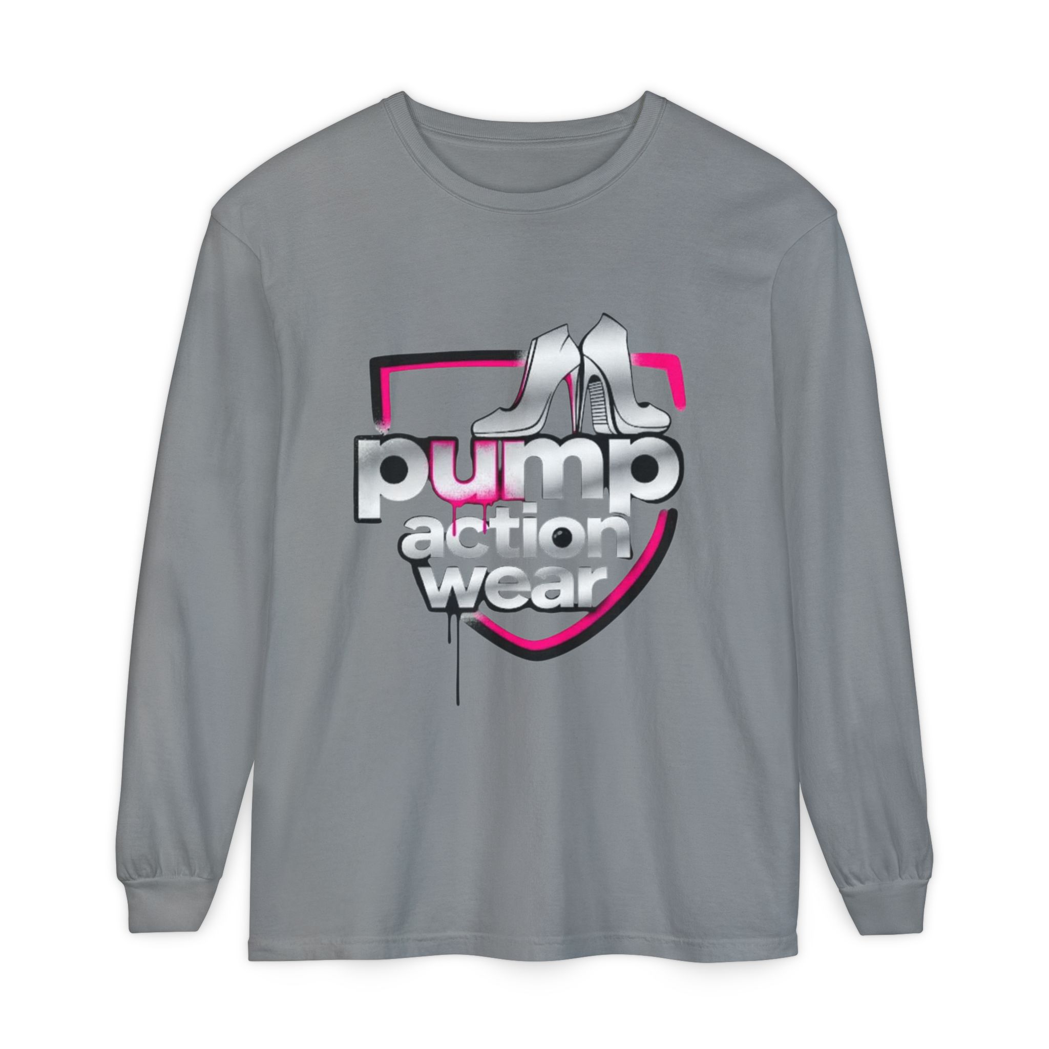Pump Action Wear Long Sleeve Tee — Retro Chrome Logo Graphic Shirt - Image 41