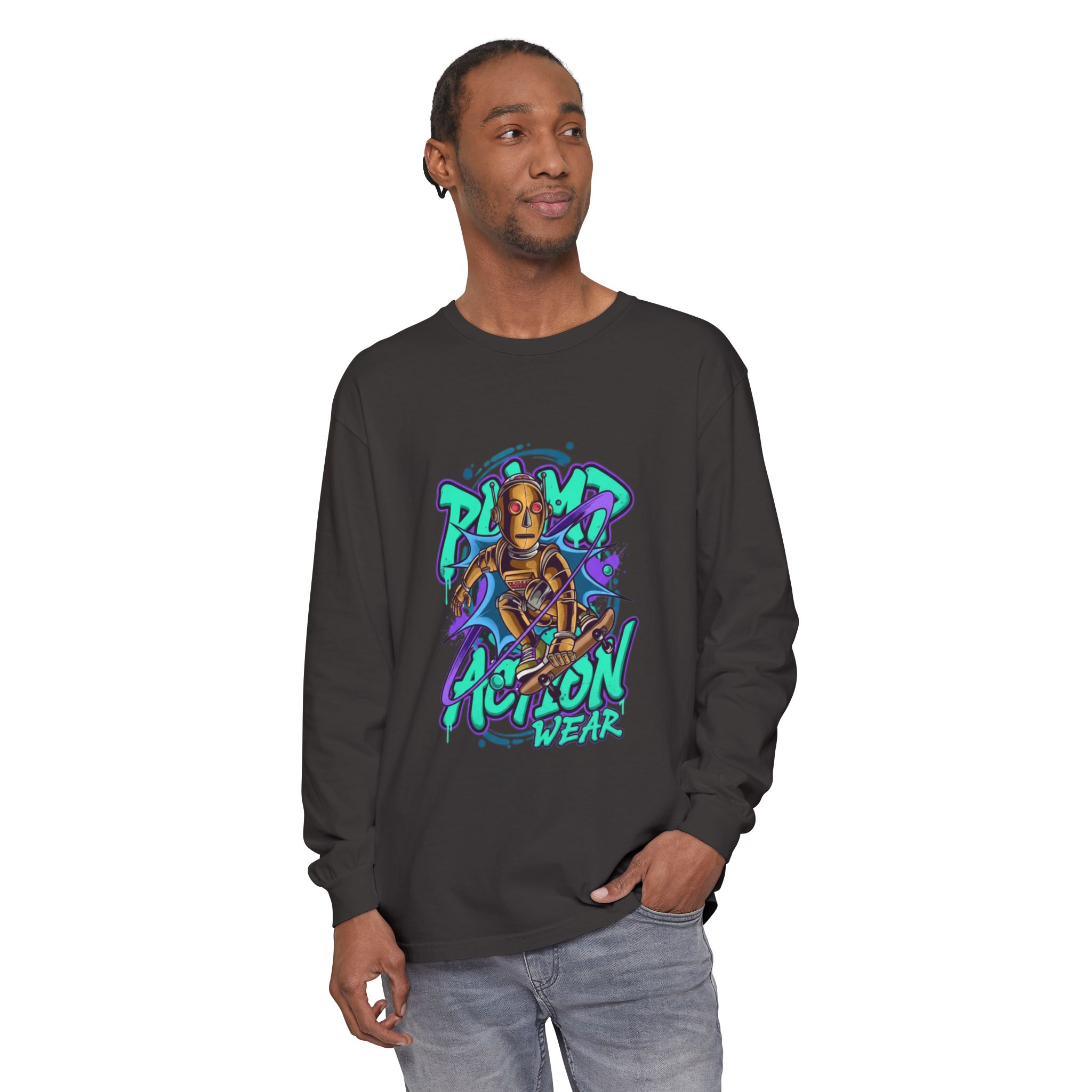 Retro Robot Graffiti Long Sleeve Tee - Image 59
