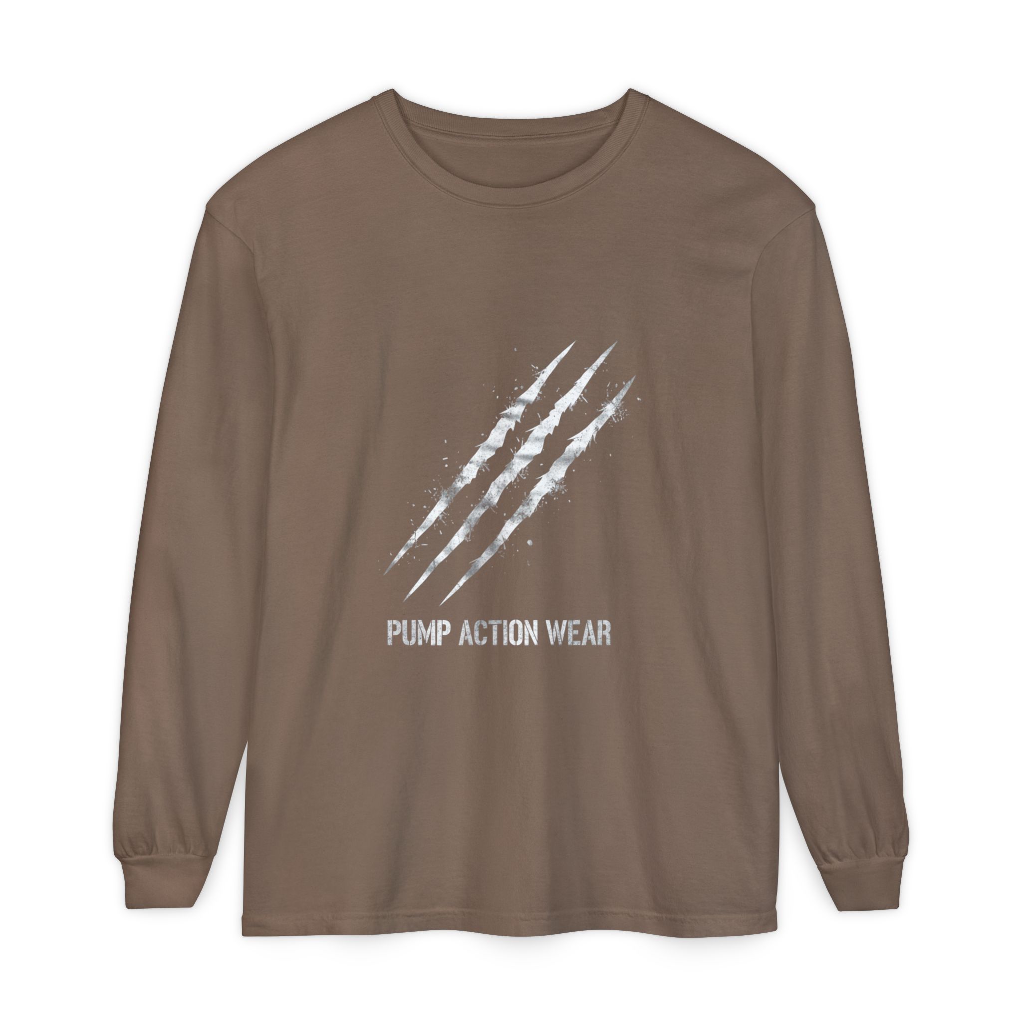 Garment-Dyed Long Sleeve Tee — 'Pure Action Wear' Distressed Claw Graphic - Image 25
