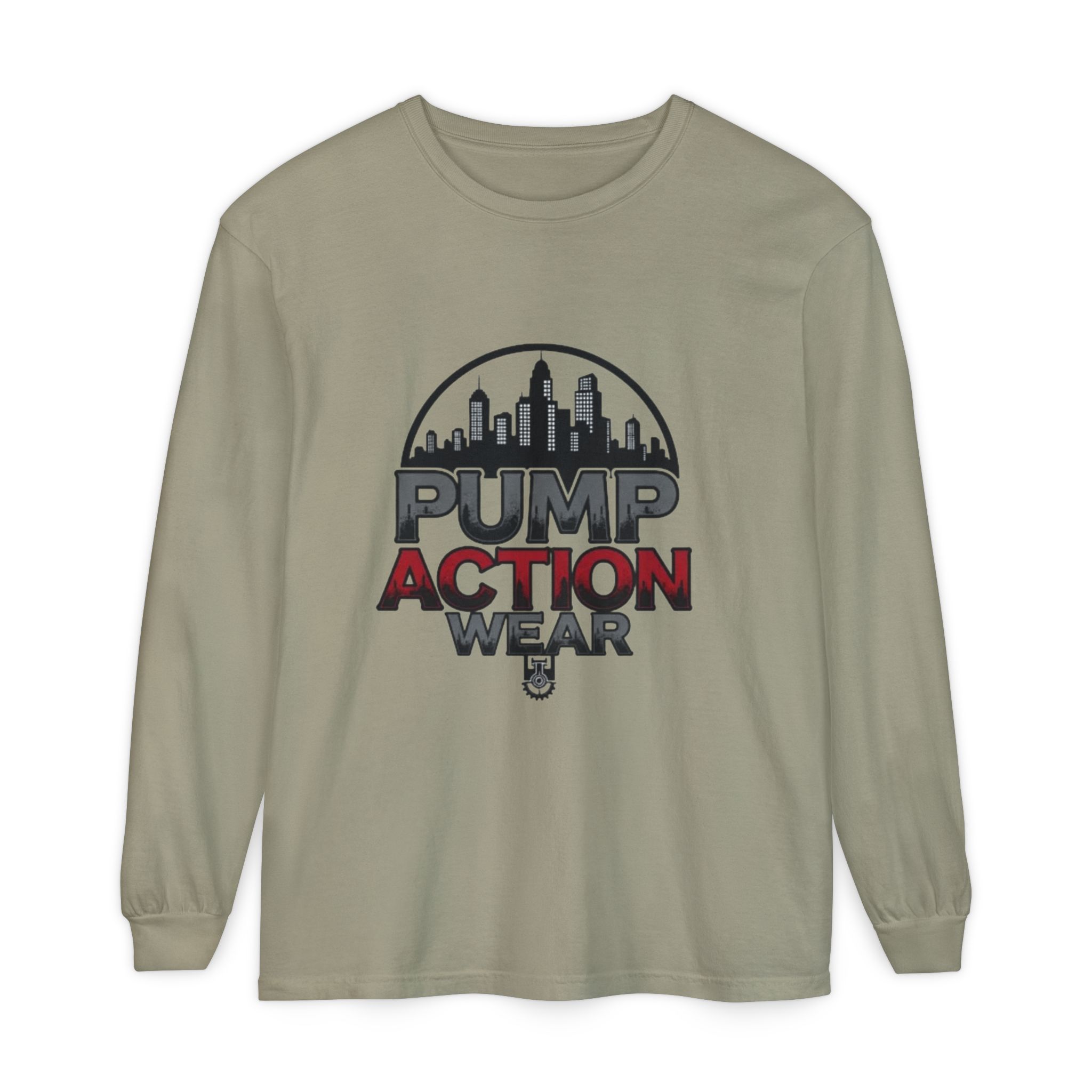 Pump Action Wear Long Sleeve Tee – Urban Skyline Graphic - Image 33