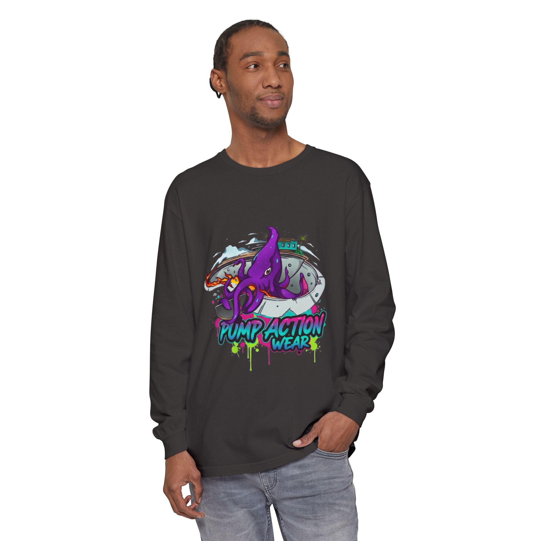 Octopus Skate Graphic Long Sleeve Tee - Image 55