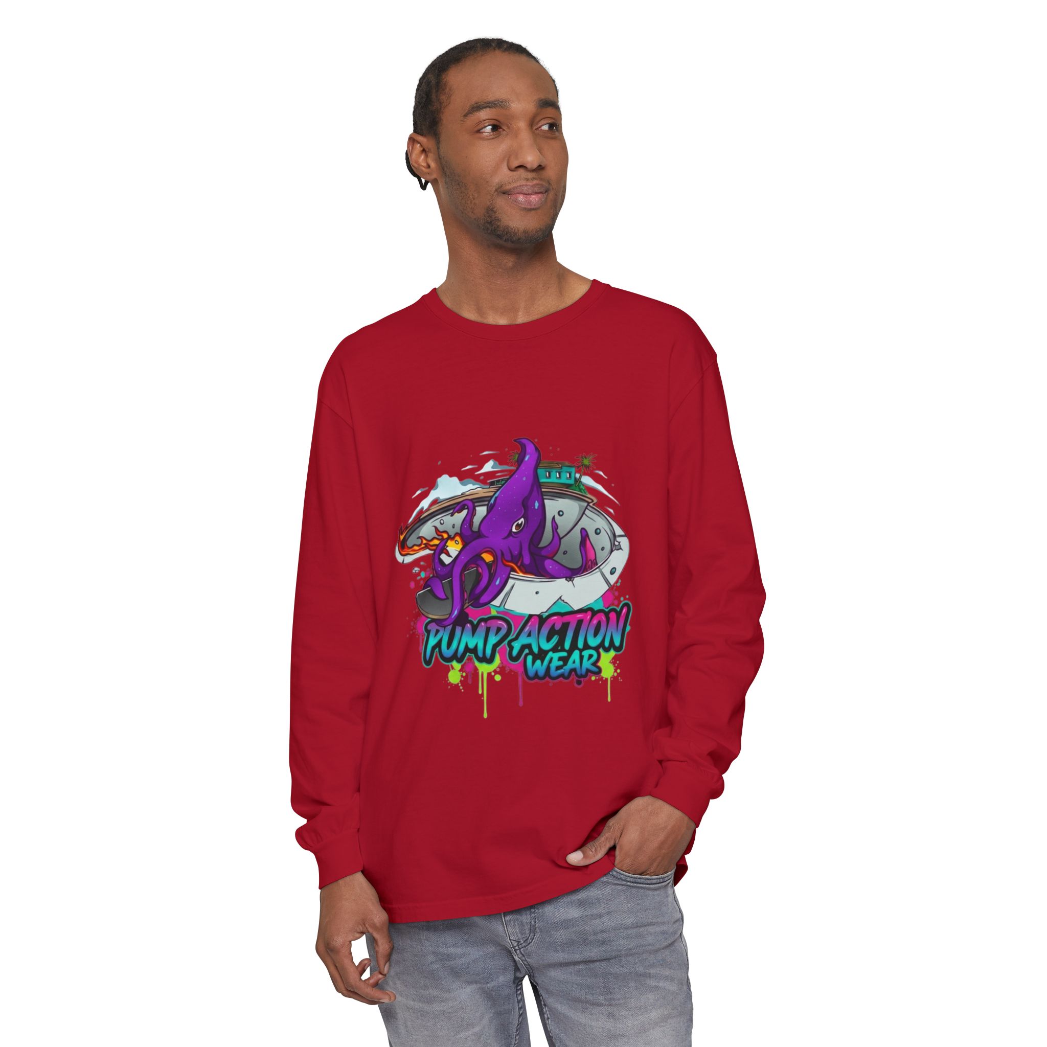 Octopus Skate Graphic Long Sleeve Tee - Image 67