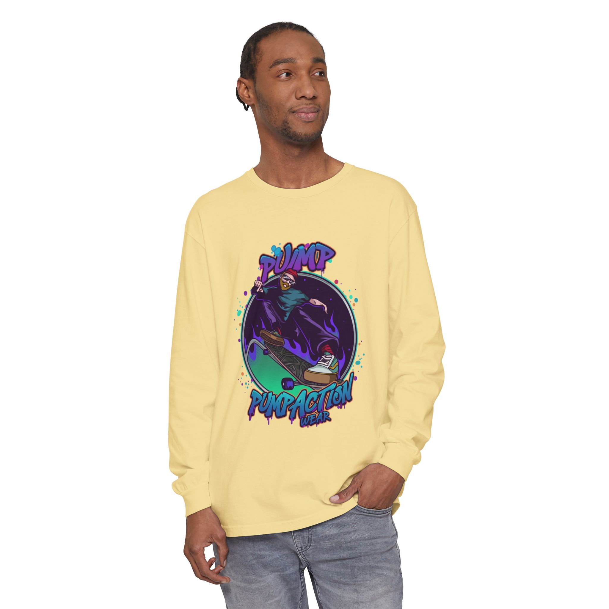 Pump Action Skateboard Long Sleeve Tee – Pump Action Graphic Shirt - Image 27