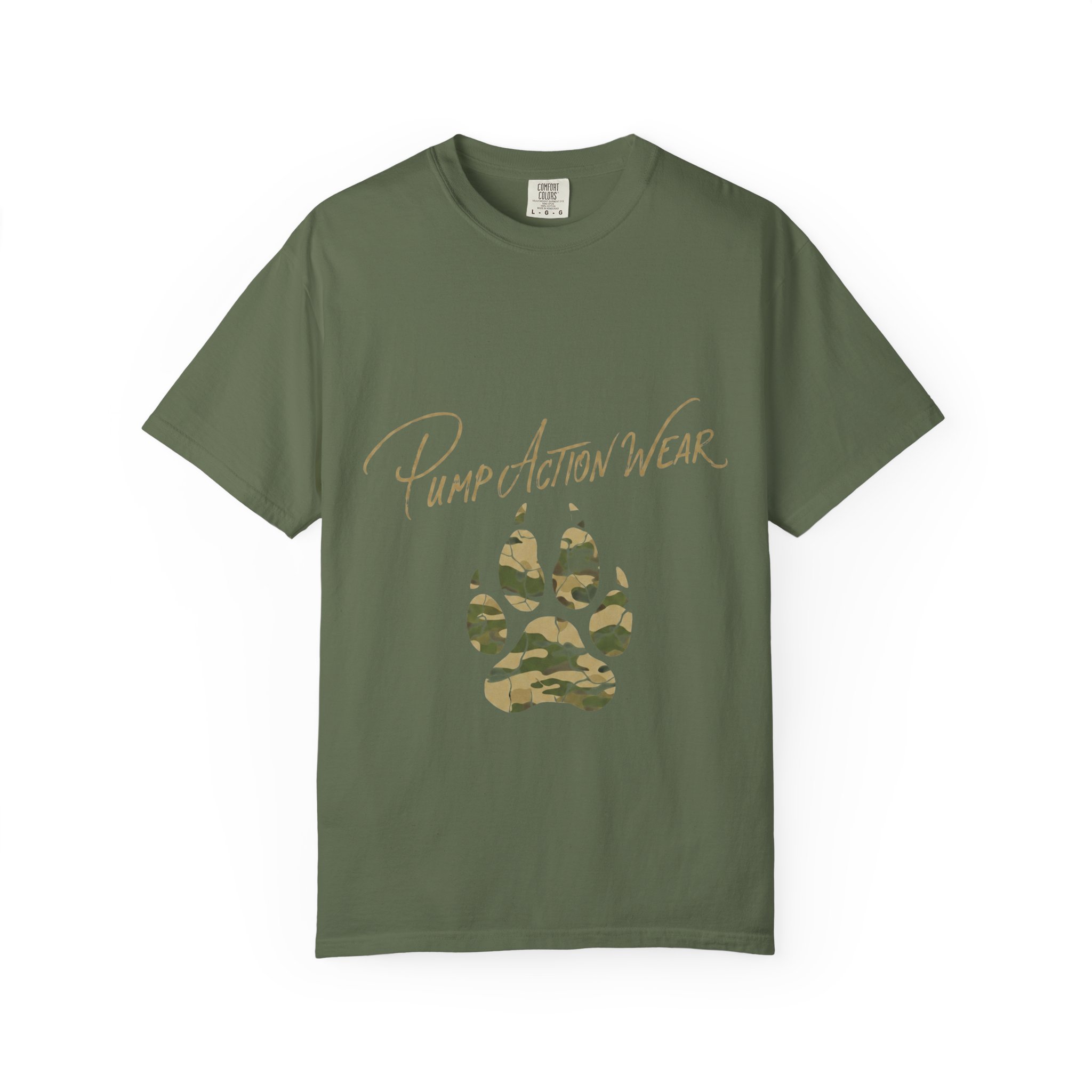 Paw Camo Tee — "Pump Action Wear" Graphic T-Shirt - Image 25