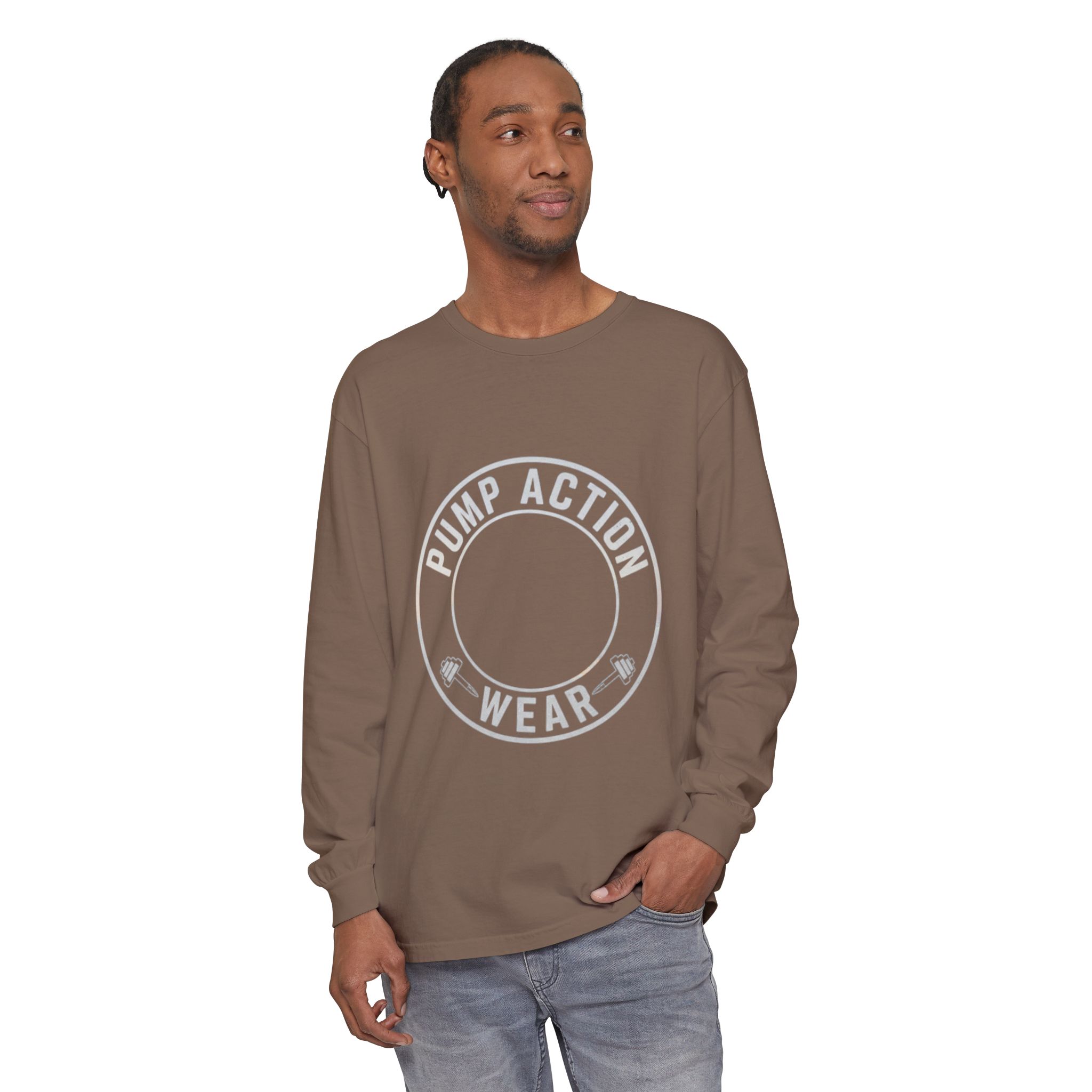 Pump Action Wear Long Sleeve Tee — Minimal Logo Casual Shirt - Image 27