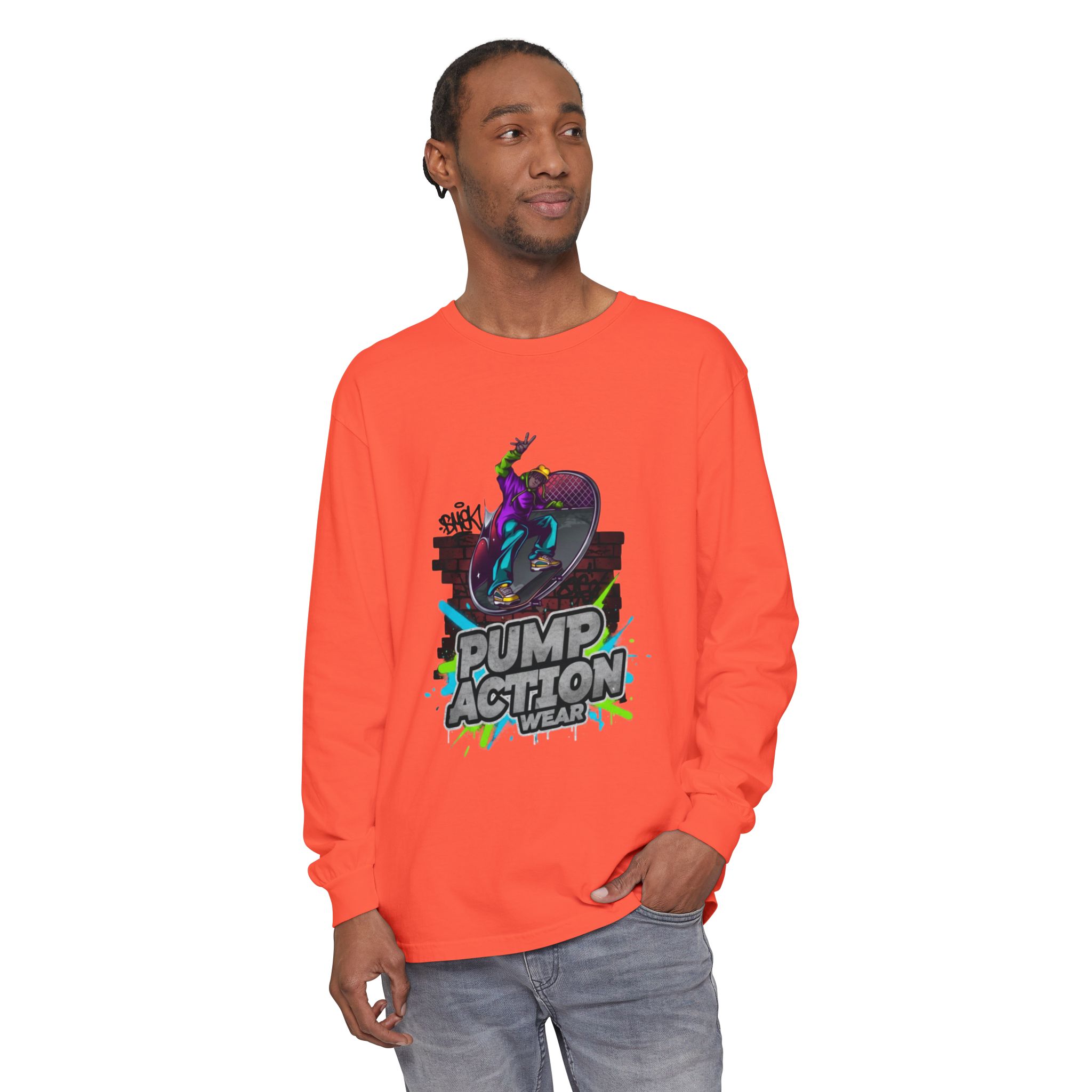 Pump Action Skateboard Long Sleeve Tee — Neon Skate Graphic - Image 11