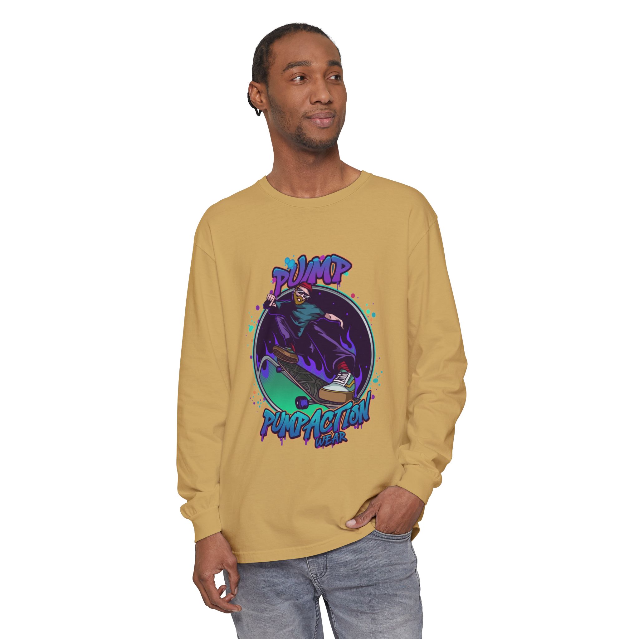 Pump Action Skateboard Long Sleeve Tee – Pump Action Graphic Shirt - Image 23