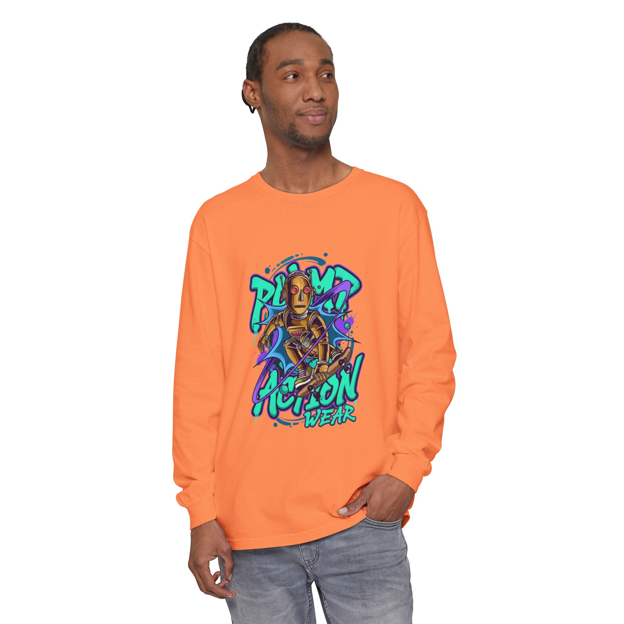 Retro Robot Graffiti Long Sleeve Tee - Image 7