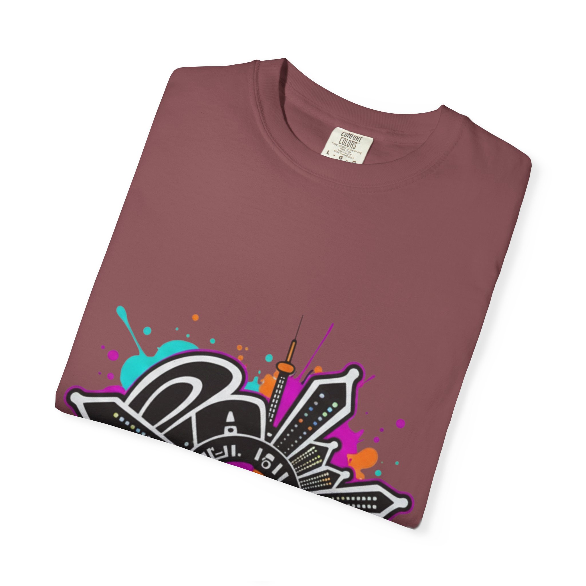 Graffiti Cityscape T-Shirt — Punk Action Wear Graphic Tee - Image 7
