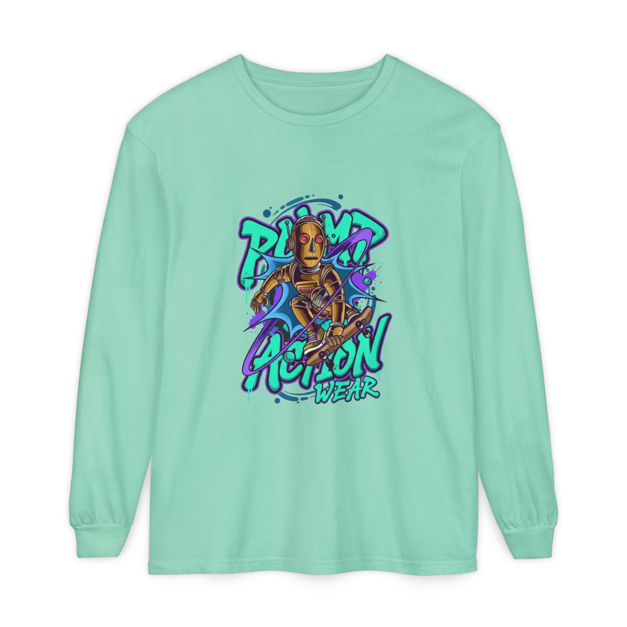 Retro Robot Graffiti Long Sleeve Tee - Image 41