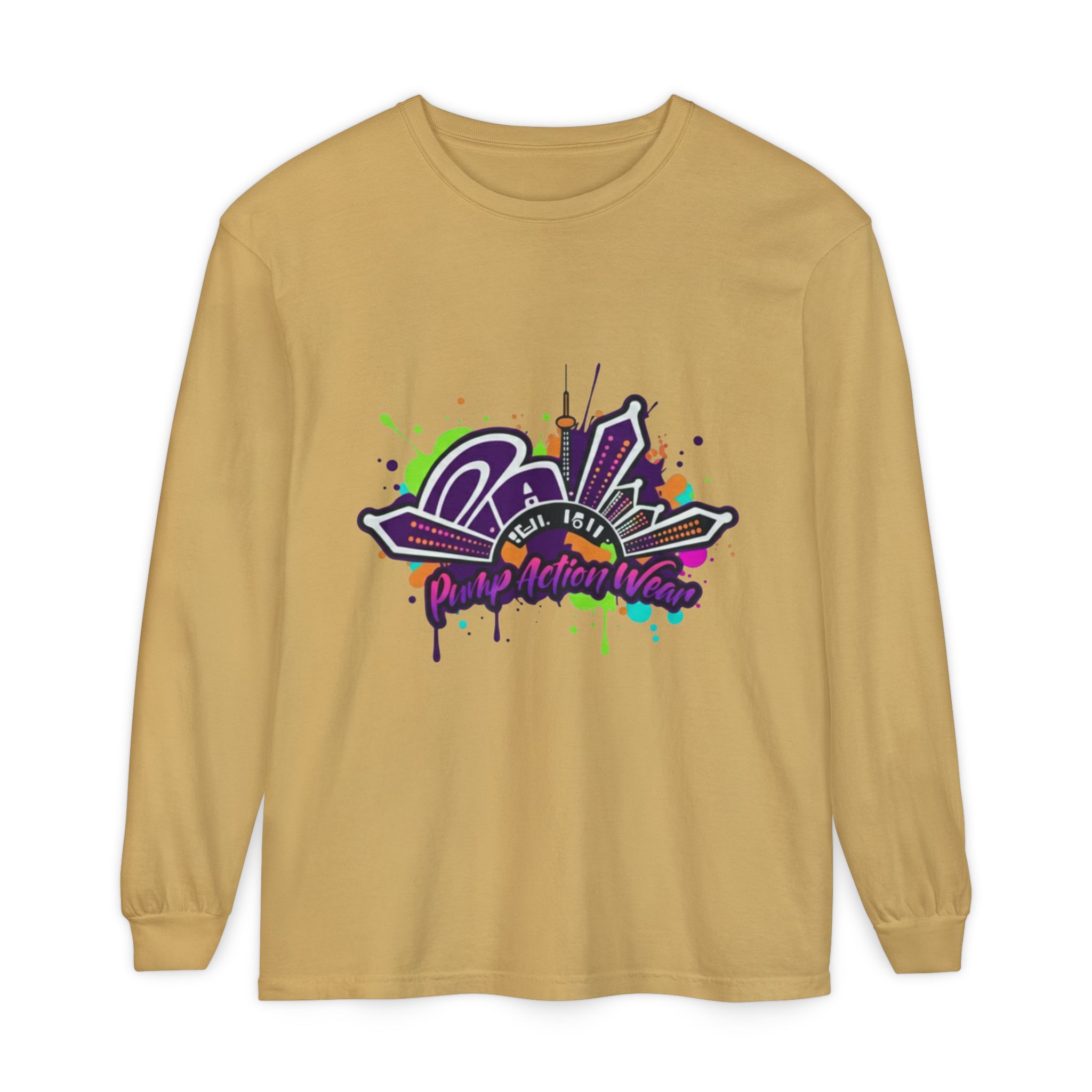 Long Sleeve T-Shirt — Colorful Urban Graffiti Skyline "One Day At A Time" - Image 21