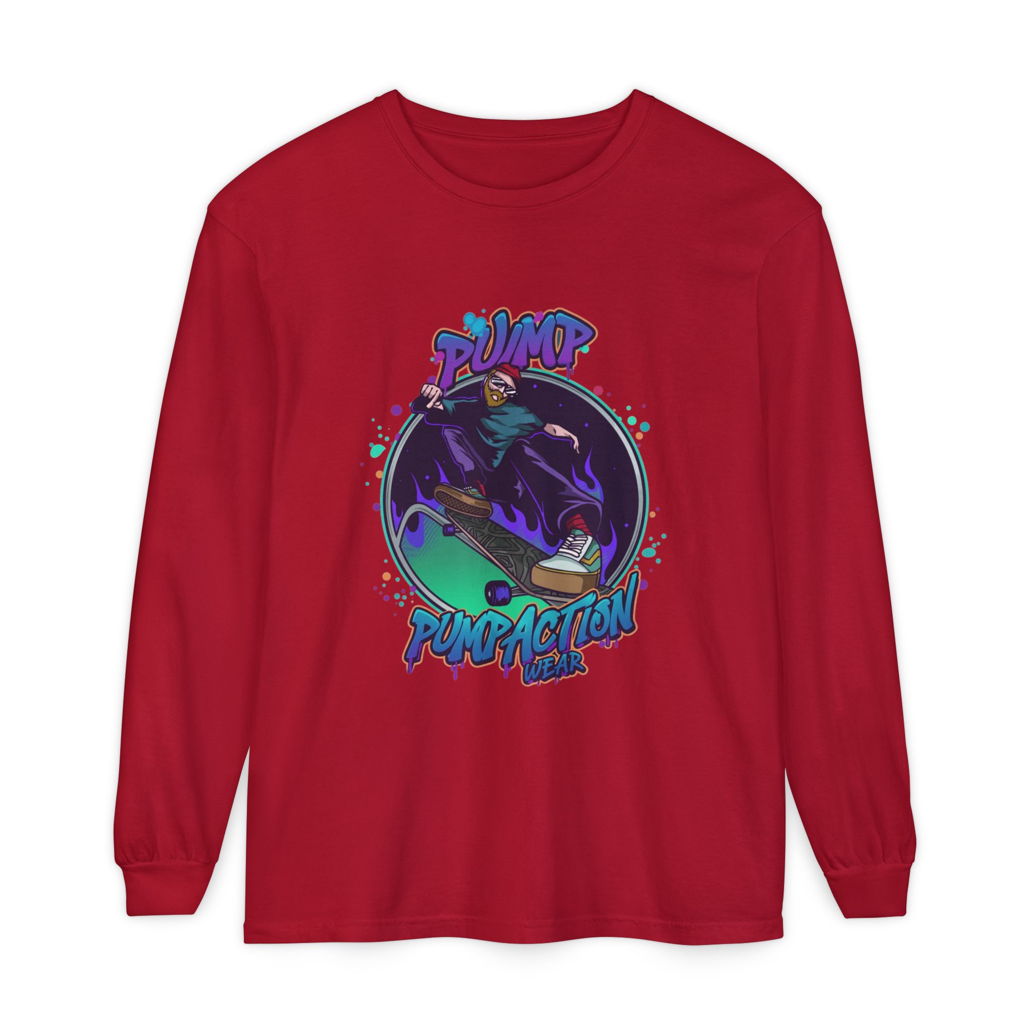Pump Action Skateboard Long Sleeve Tee – Pump Action Graphic Shirt - Image 65