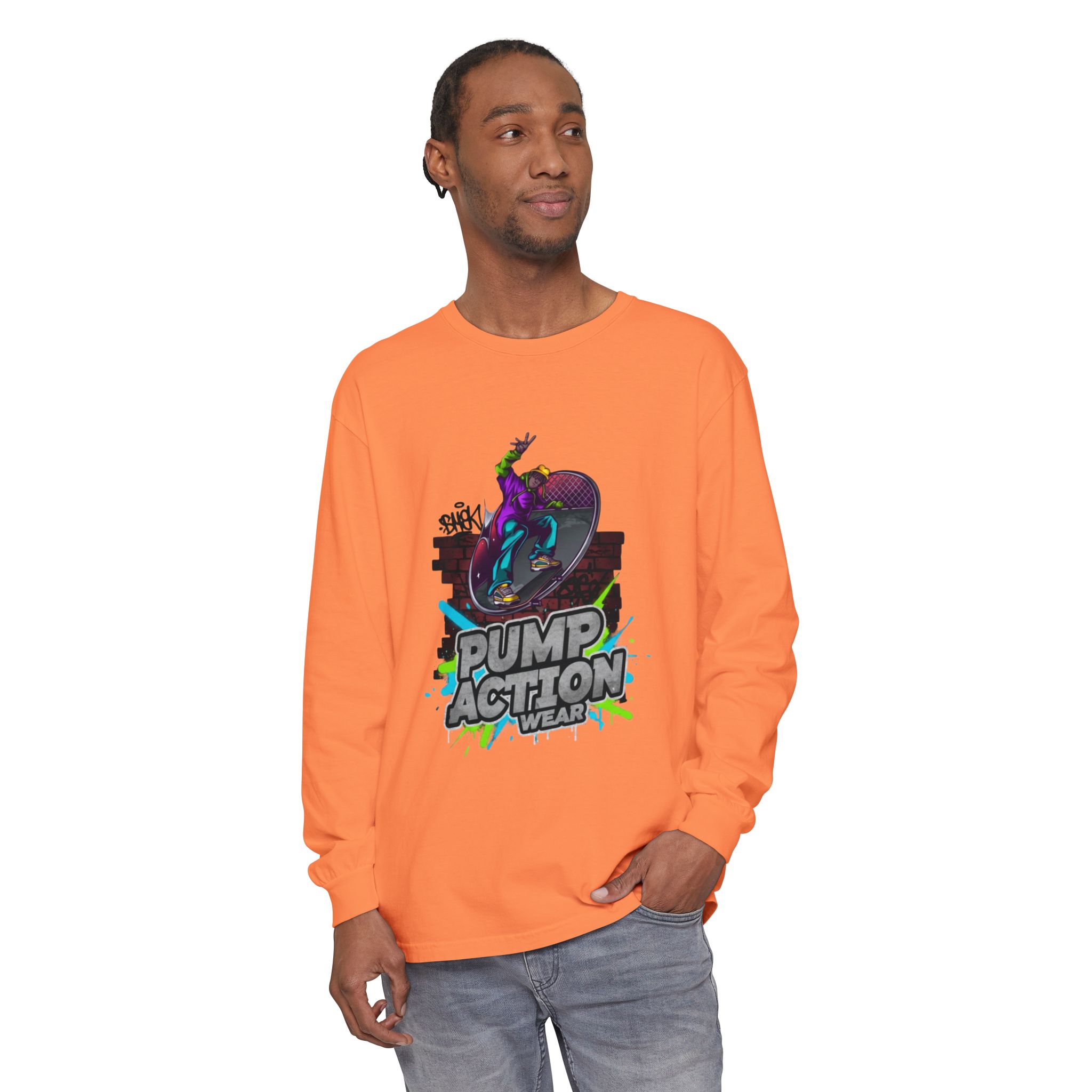 Pump Action Skateboard Long Sleeve Tee — Neon Skate Graphic - Image 7
