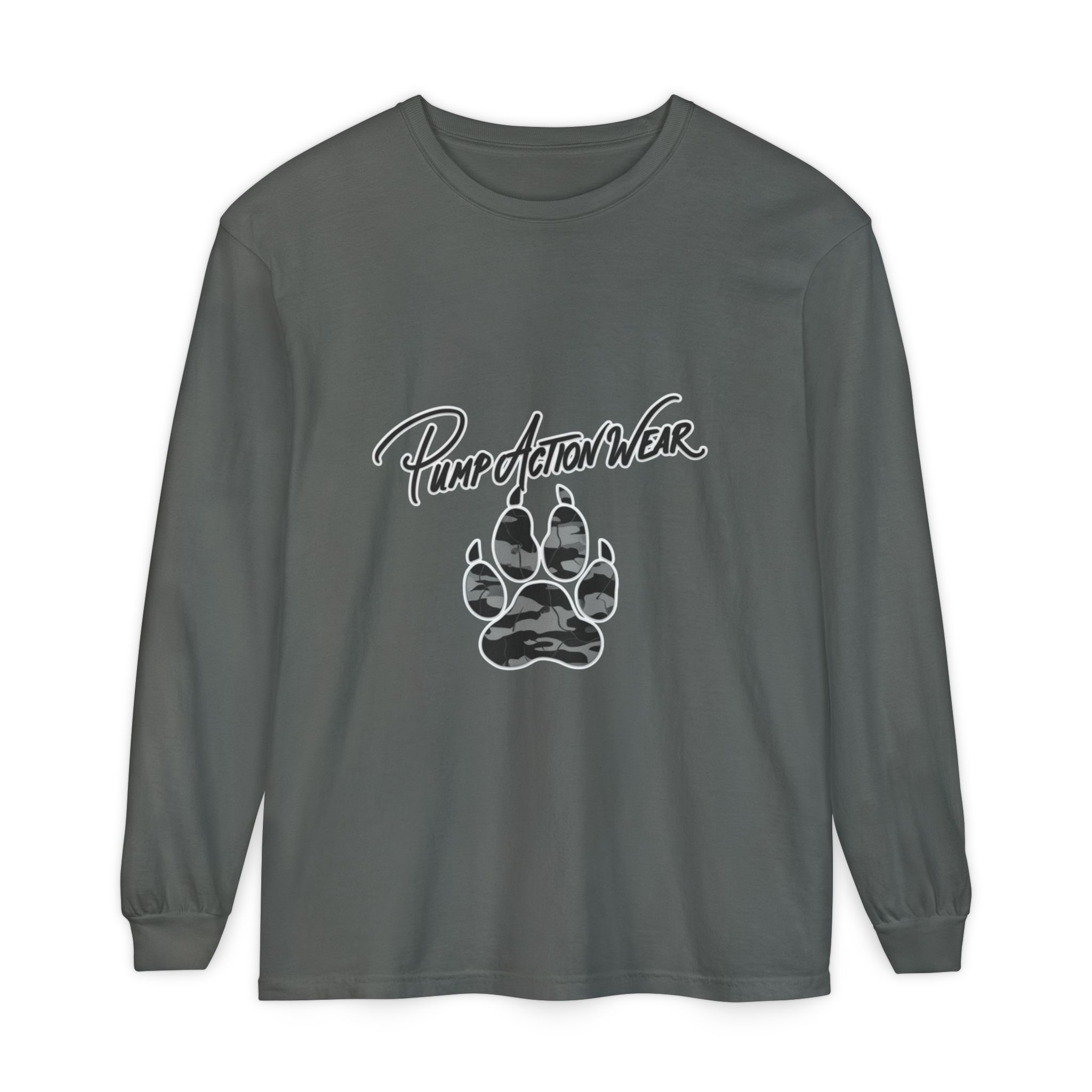 Long Sleeve T-Shirt — "Pump Action Wear" Paw Print Graphic - Image 37
