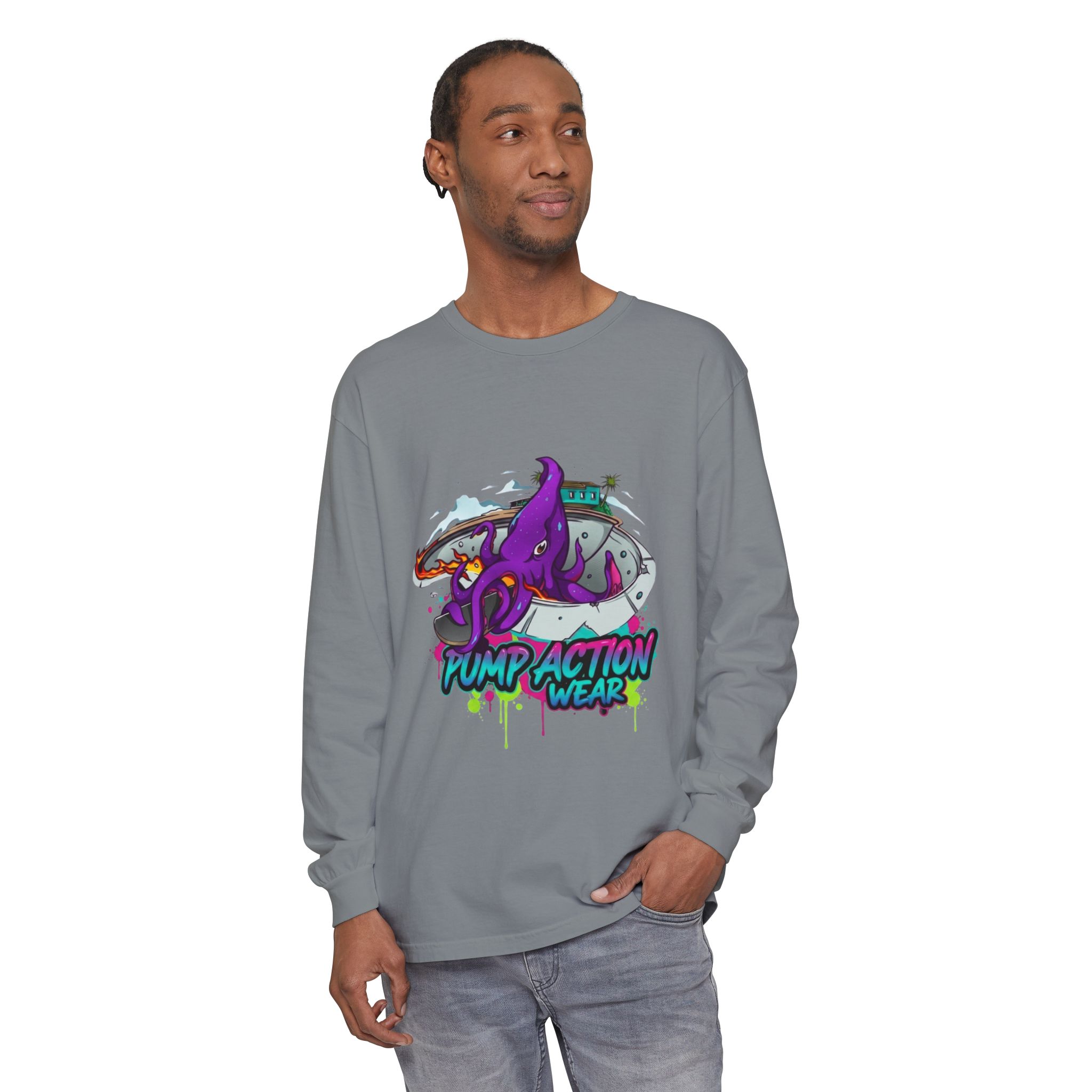 Octopus Skate Graphic Long Sleeve Tee - Image 51