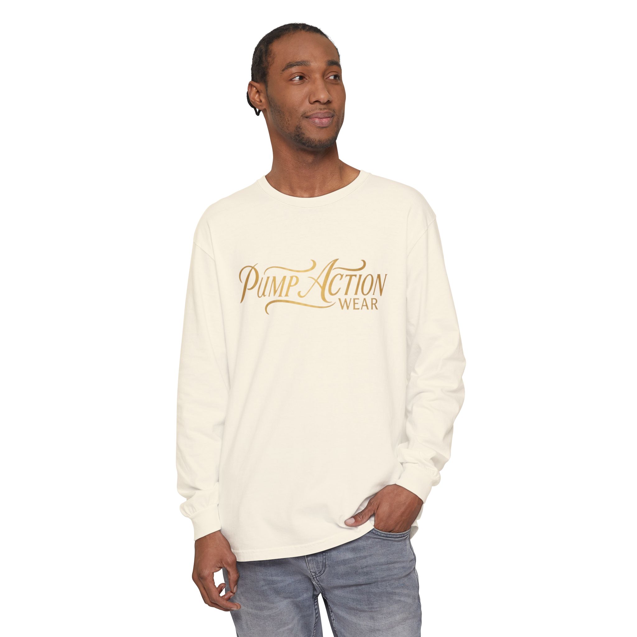 Pump Action Wear Long Sleeve Tee — Script Logo Graphic Shirt - Image 19