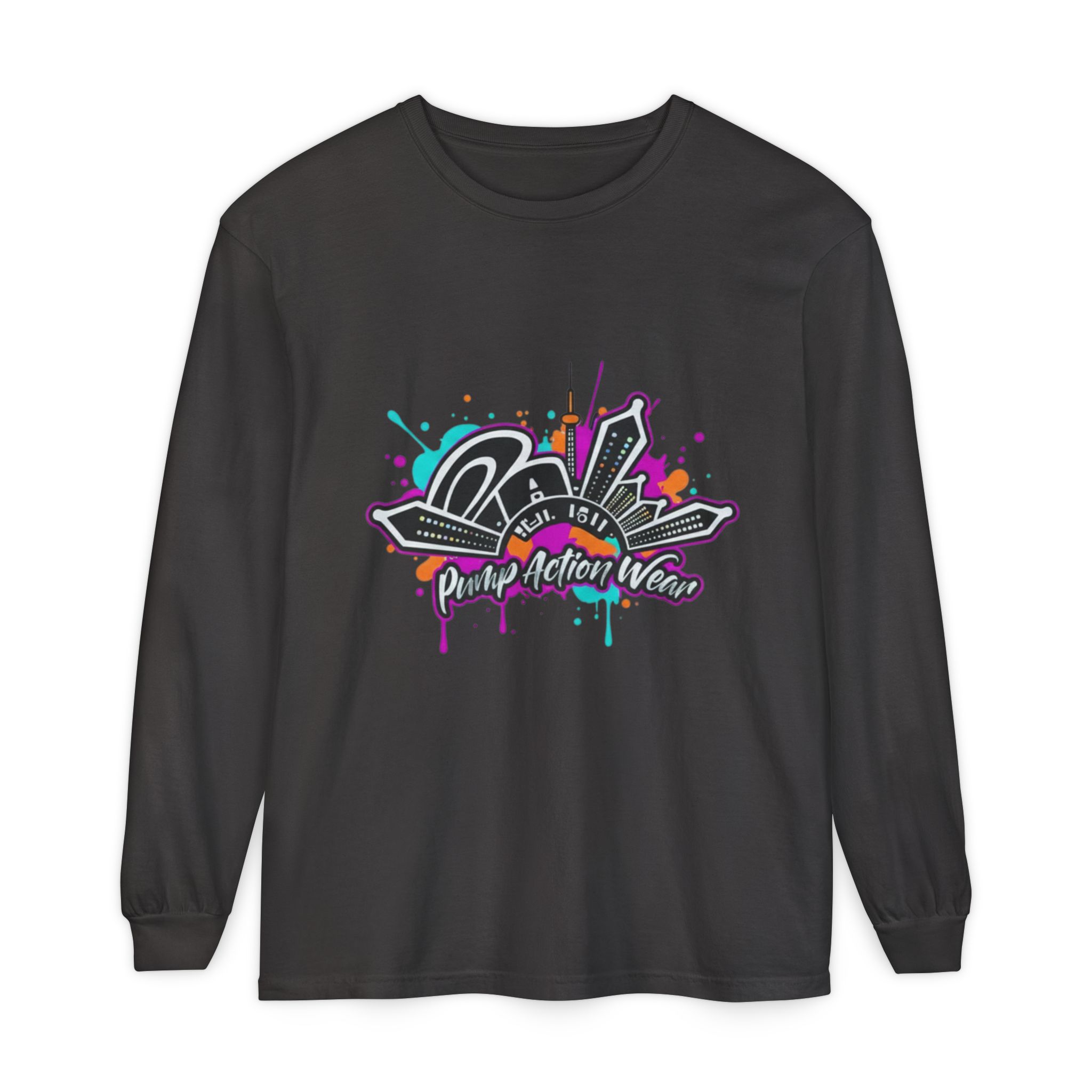 Graffiti Skyline Long Sleeve T-Shirt — "Pump Action Wear" Streetwear Tee - Image 57
