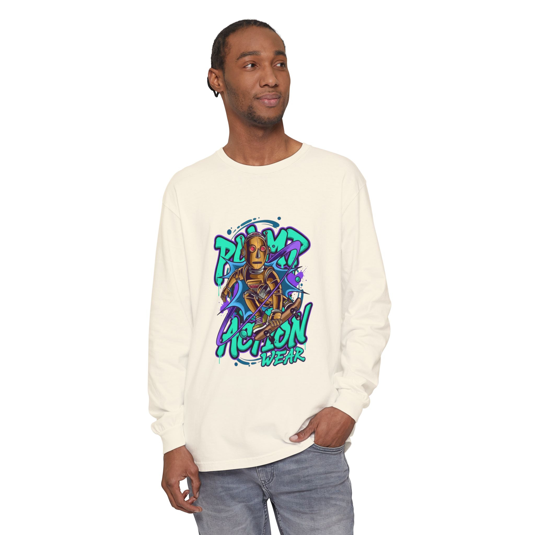 Retro Robot Graffiti Long Sleeve Tee - Image 19