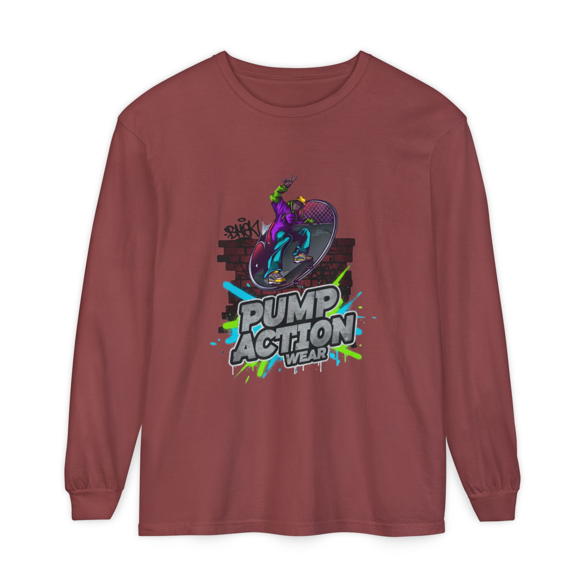 Pump Action Skateboard Long Sleeve Tee — Neon Skate Graphic - Image 13