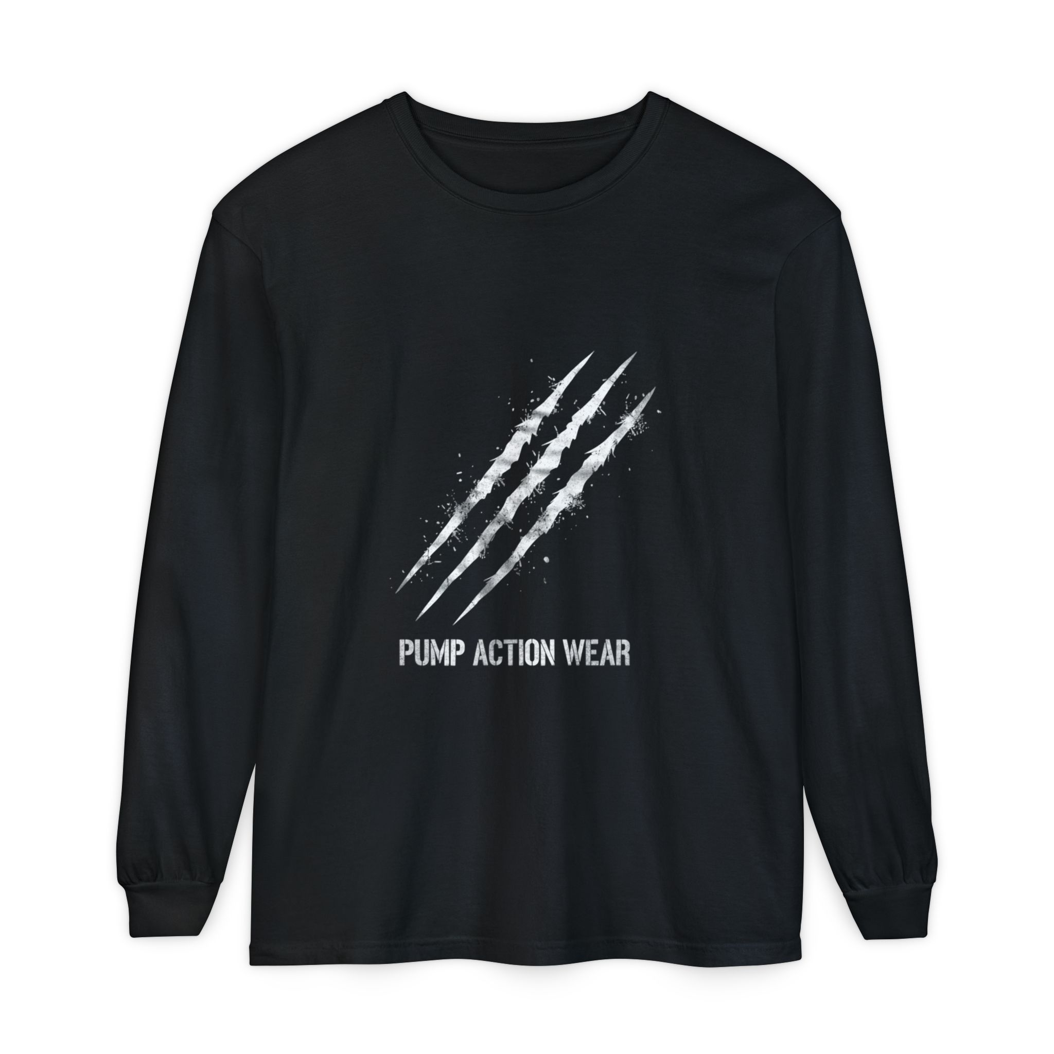 Garment-Dyed Long Sleeve Tee — 'Pure Action Wear' Distressed Claw Graphic - Image 57