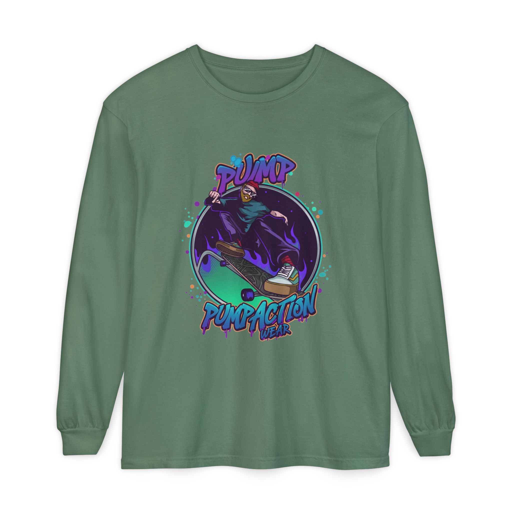 Pump Action Skateboard Long Sleeve Tee – Pump Action Graphic Shirt - Image 41