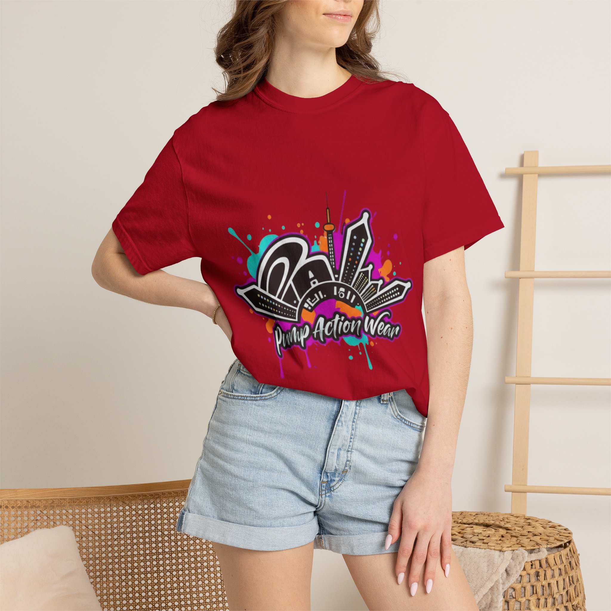 Graffiti Cityscape T-Shirt — Punk Action Wear Graphic Tee - Image 56