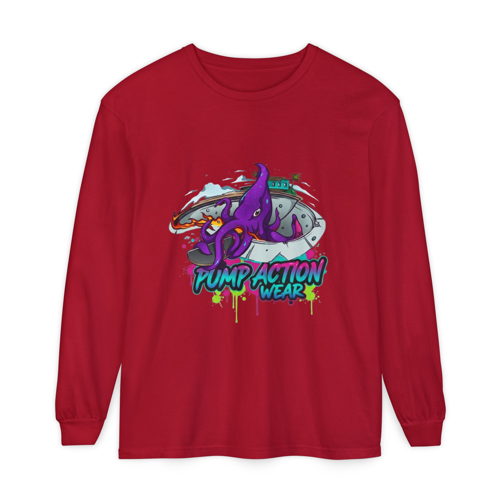 Octopus Skate Graphic Long Sleeve Tee - Image 65