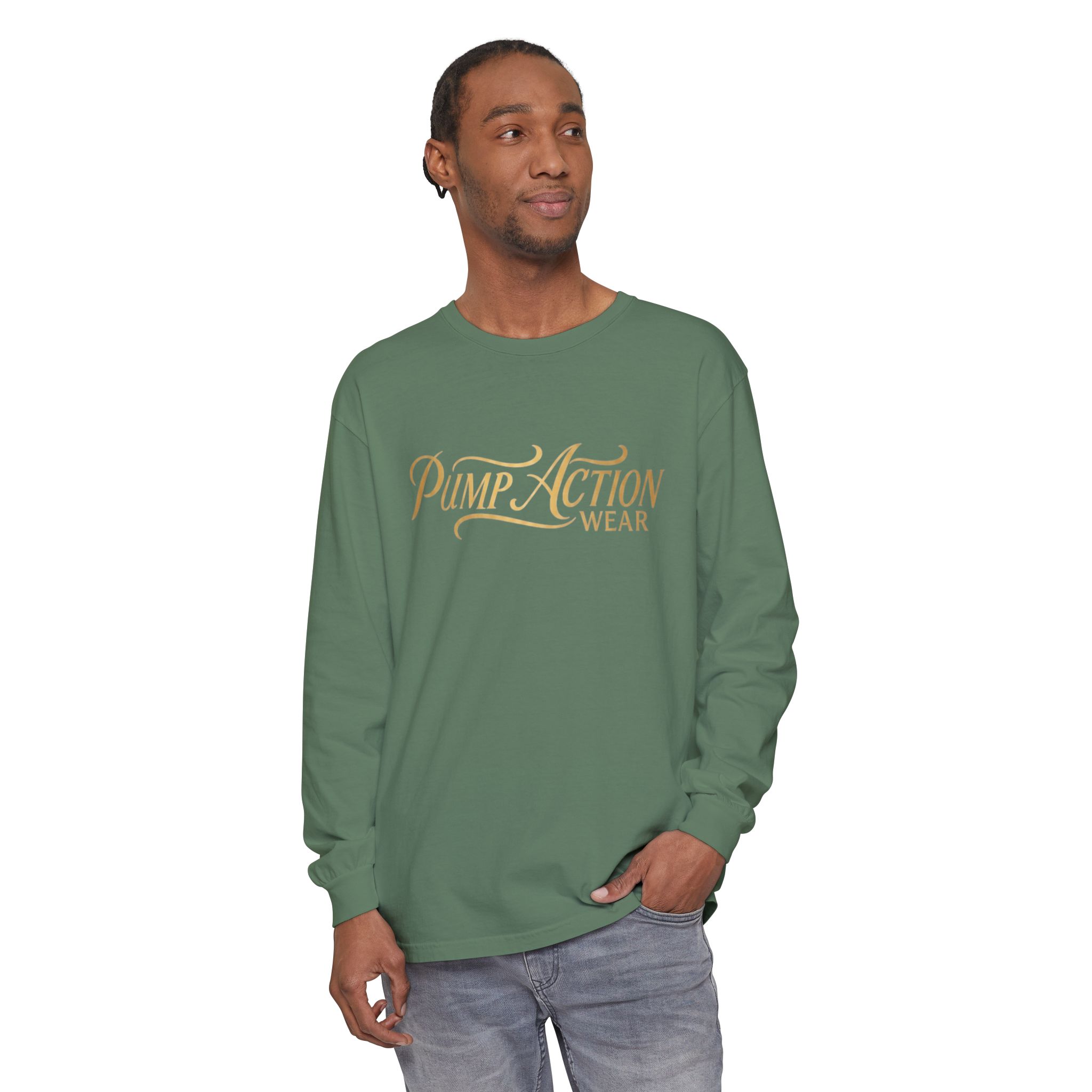 Pump Action Wear Long Sleeve Tee — Script Logo Graphic Shirt - Image 51