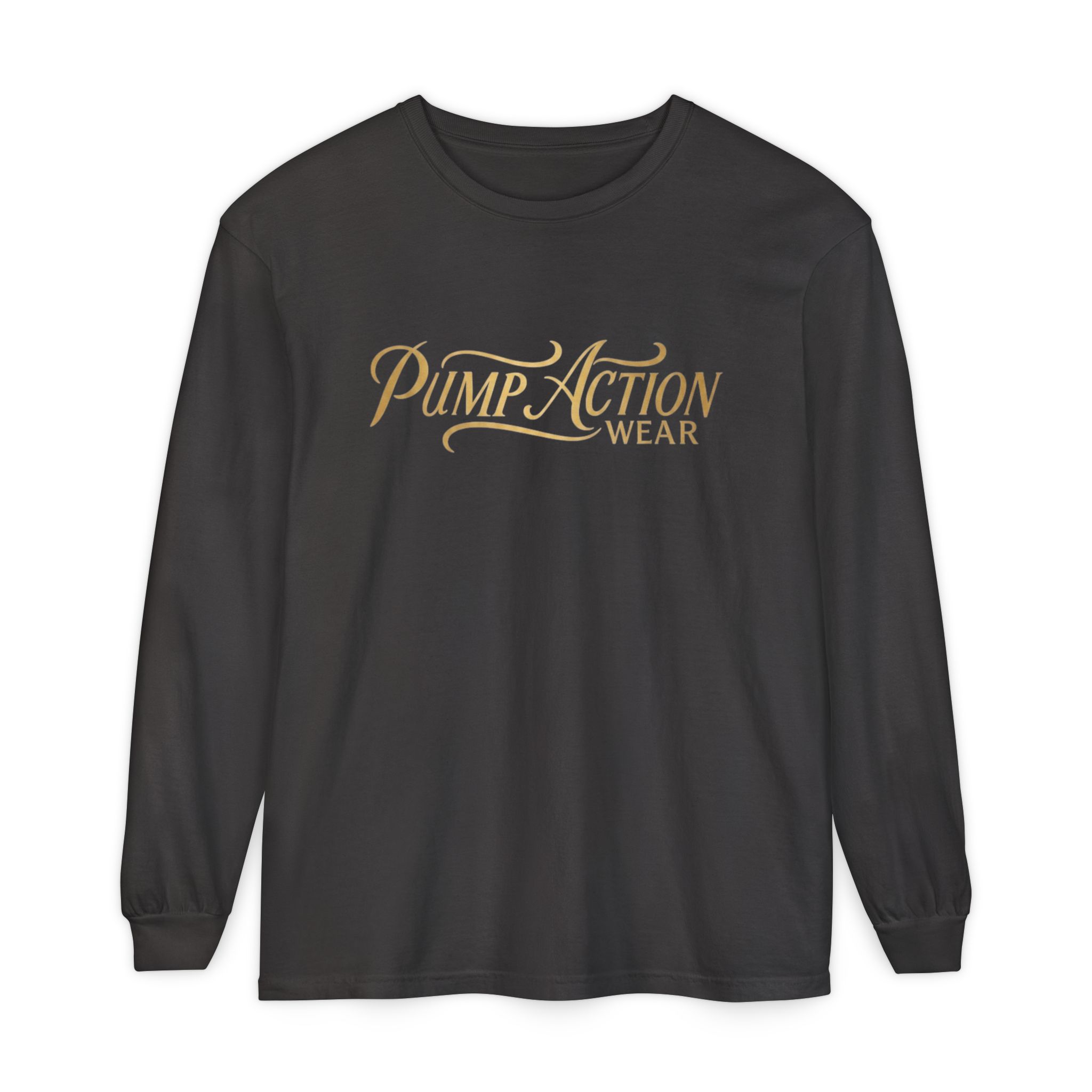 Pump Action Wear Long Sleeve Tee — Script Logo Graphic Shirt - Image 57