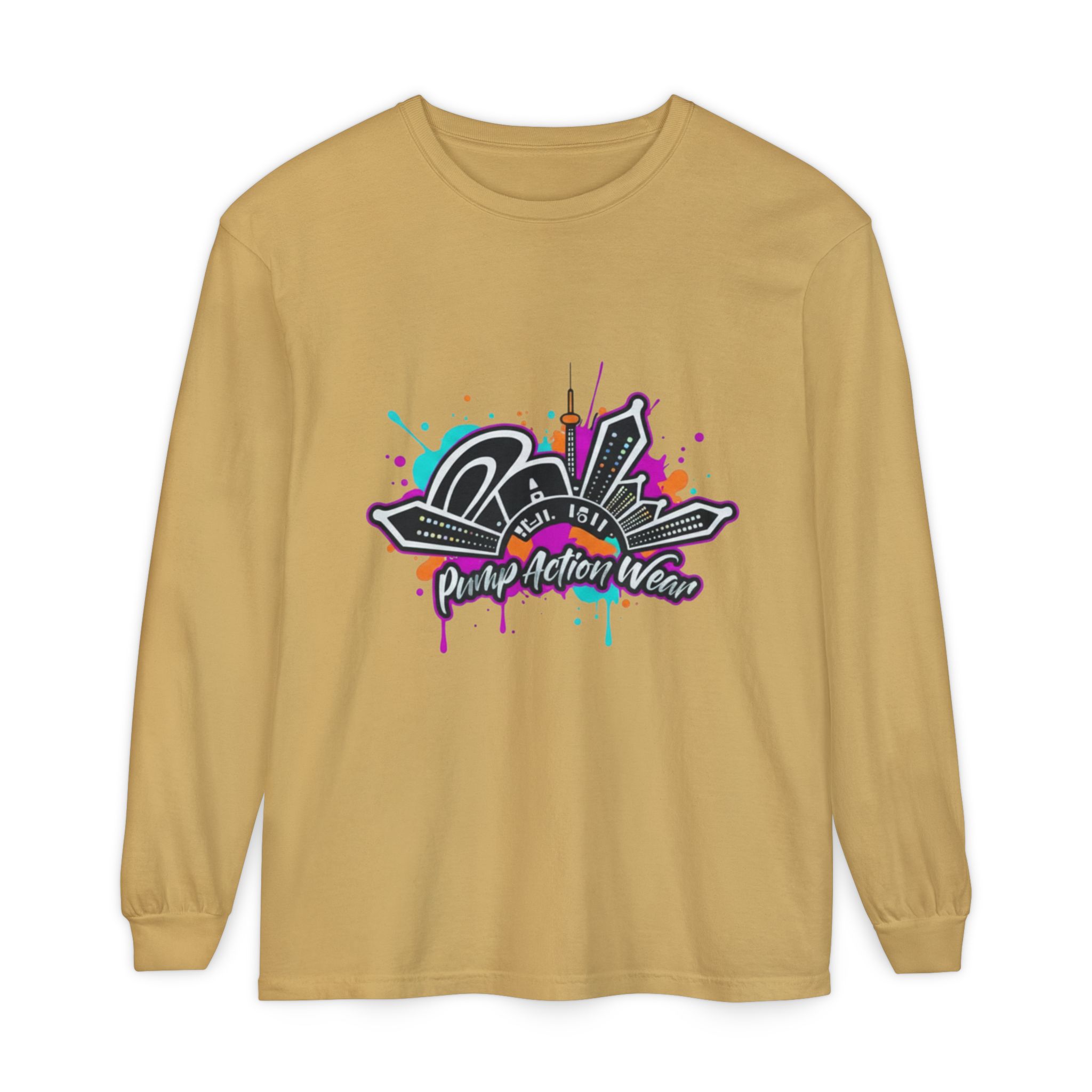 Graffiti Skyline Long Sleeve T-Shirt — "Pump Action Wear" Streetwear Tee - Image 21
