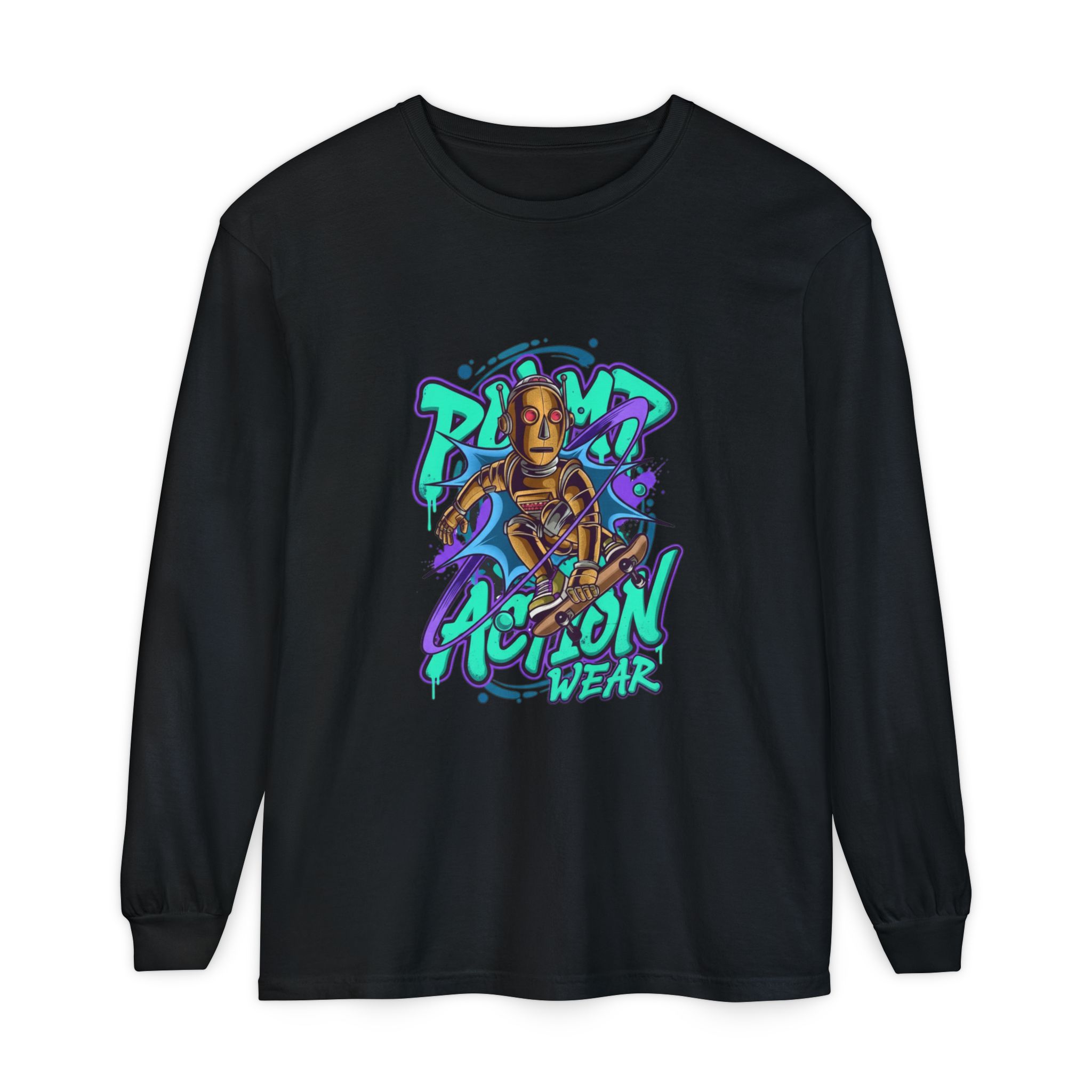 Retro Robot Graffiti Long Sleeve Tee - Image 61