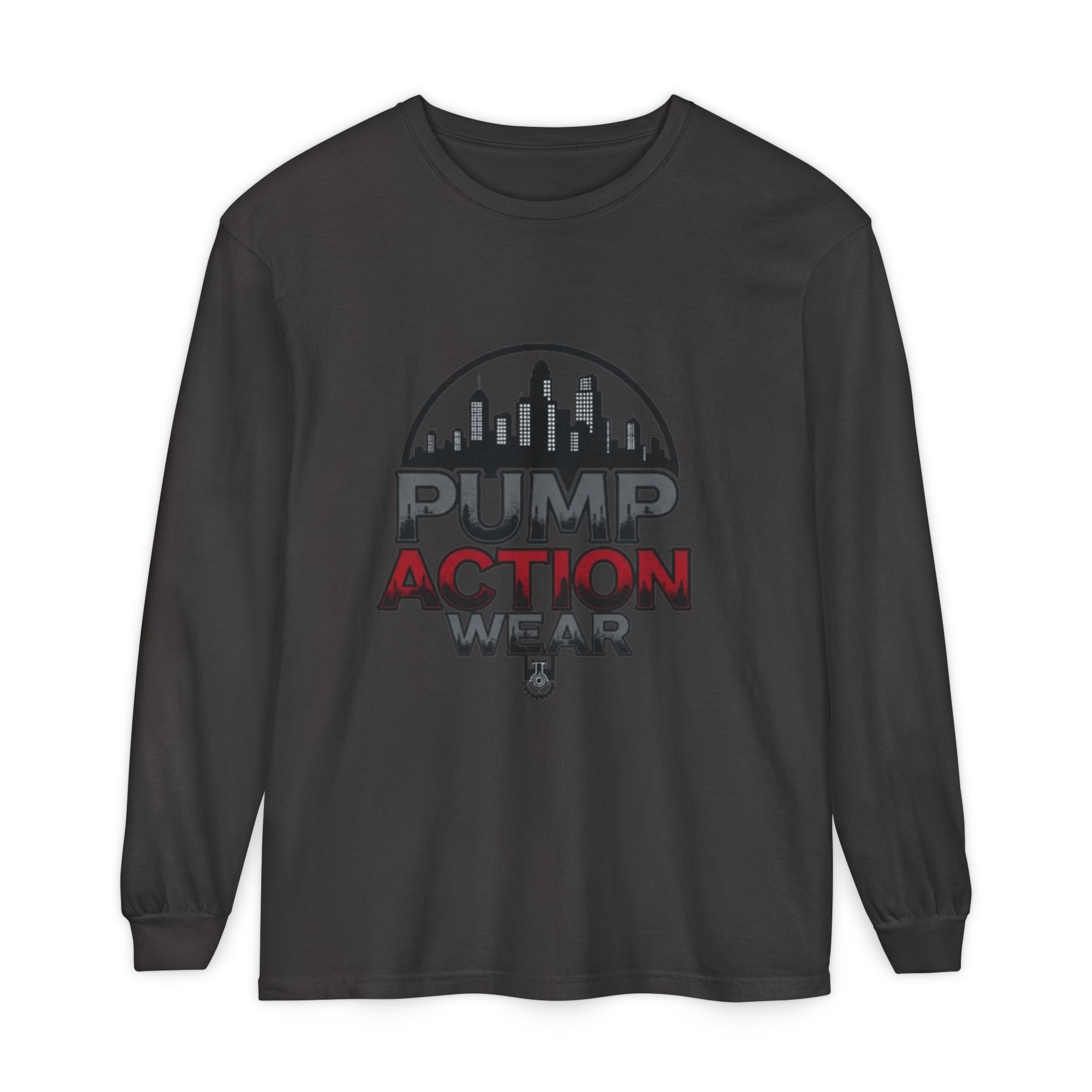 Pump Action Wear Long Sleeve Tee – Urban Skyline Graphic - Image 57