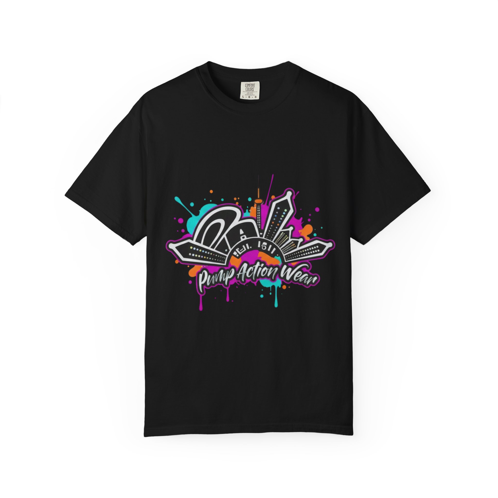 Graffiti Cityscape T-Shirt — Punk Action Wear Graphic Tee - Image 45