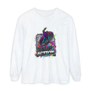 Skate Action Long Sleeve T-Shirt — Neon Skateboard Graphic
