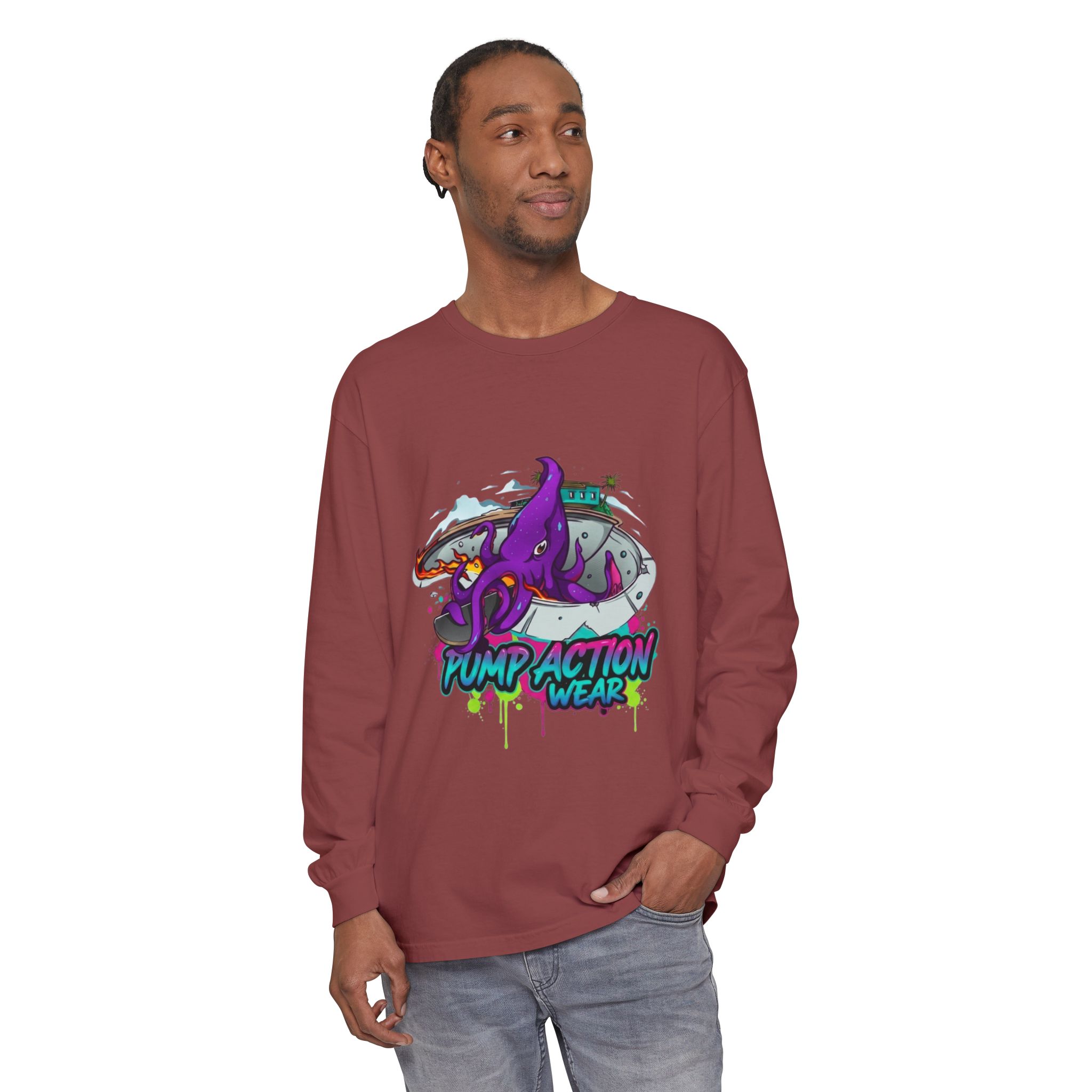 Octopus Skate Graphic Long Sleeve Tee - Image 15