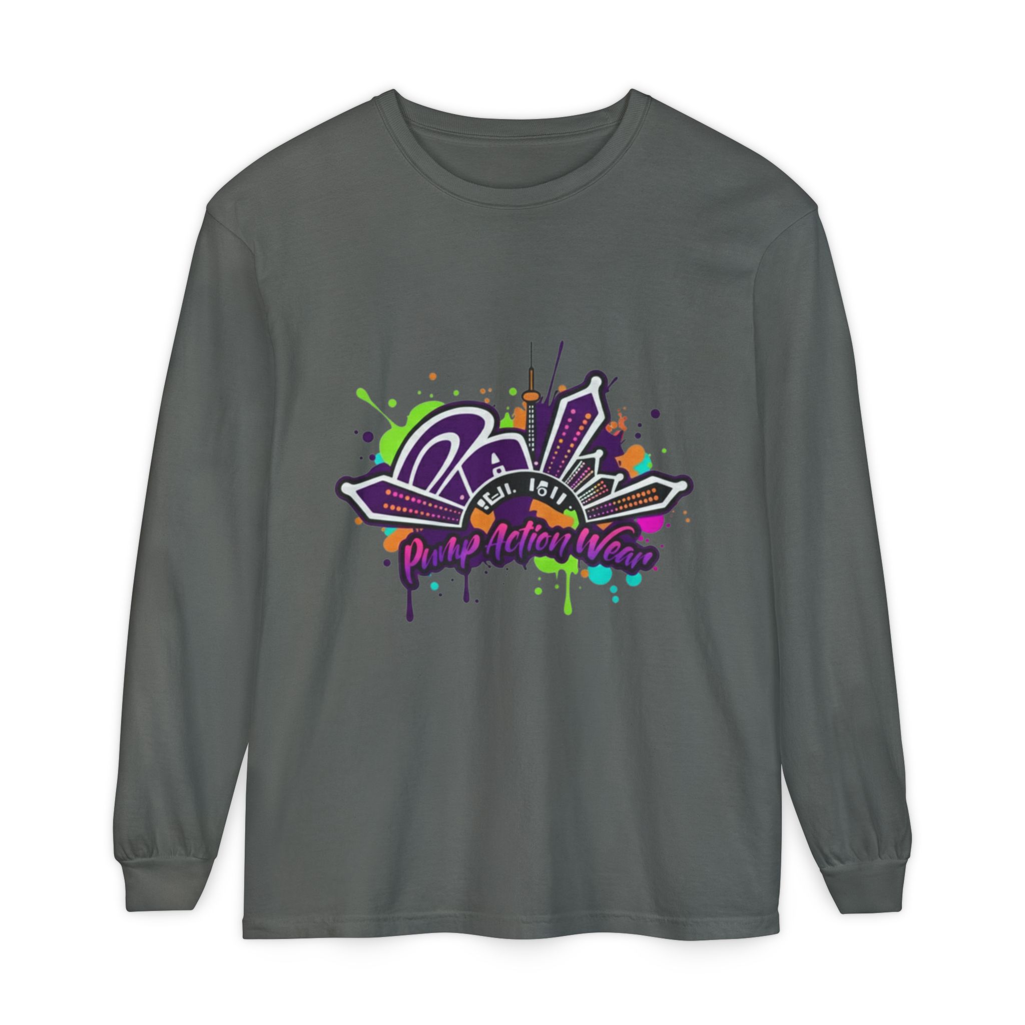 Long Sleeve T-Shirt — Colorful Urban Graffiti Skyline "One Day At A Time" - Image 33