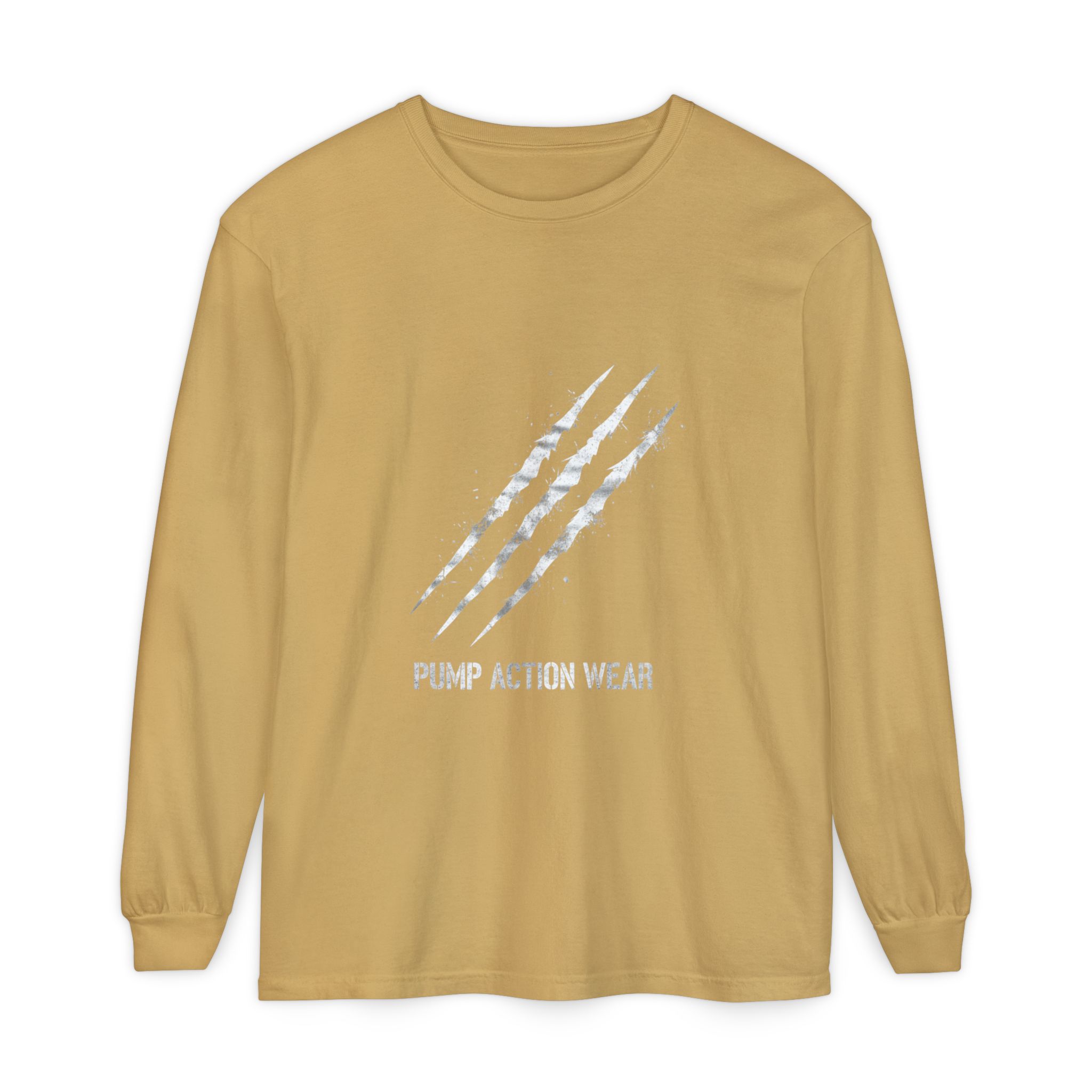 Garment-Dyed Long Sleeve Tee — 'Pure Action Wear' Distressed Claw Graphic - Image 21