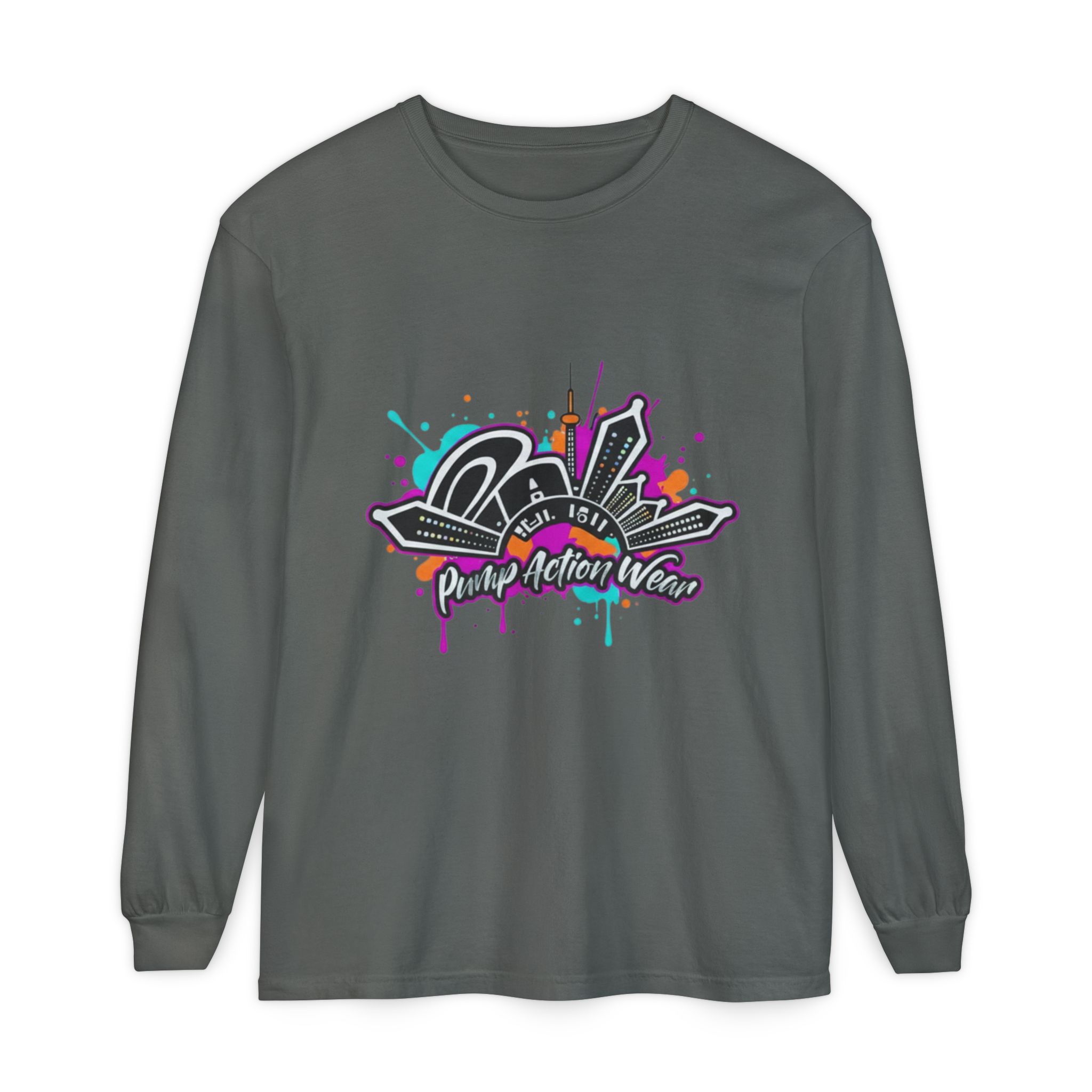 Graffiti Skyline Long Sleeve T-Shirt — "Pump Action Wear" Streetwear Tee - Image 37