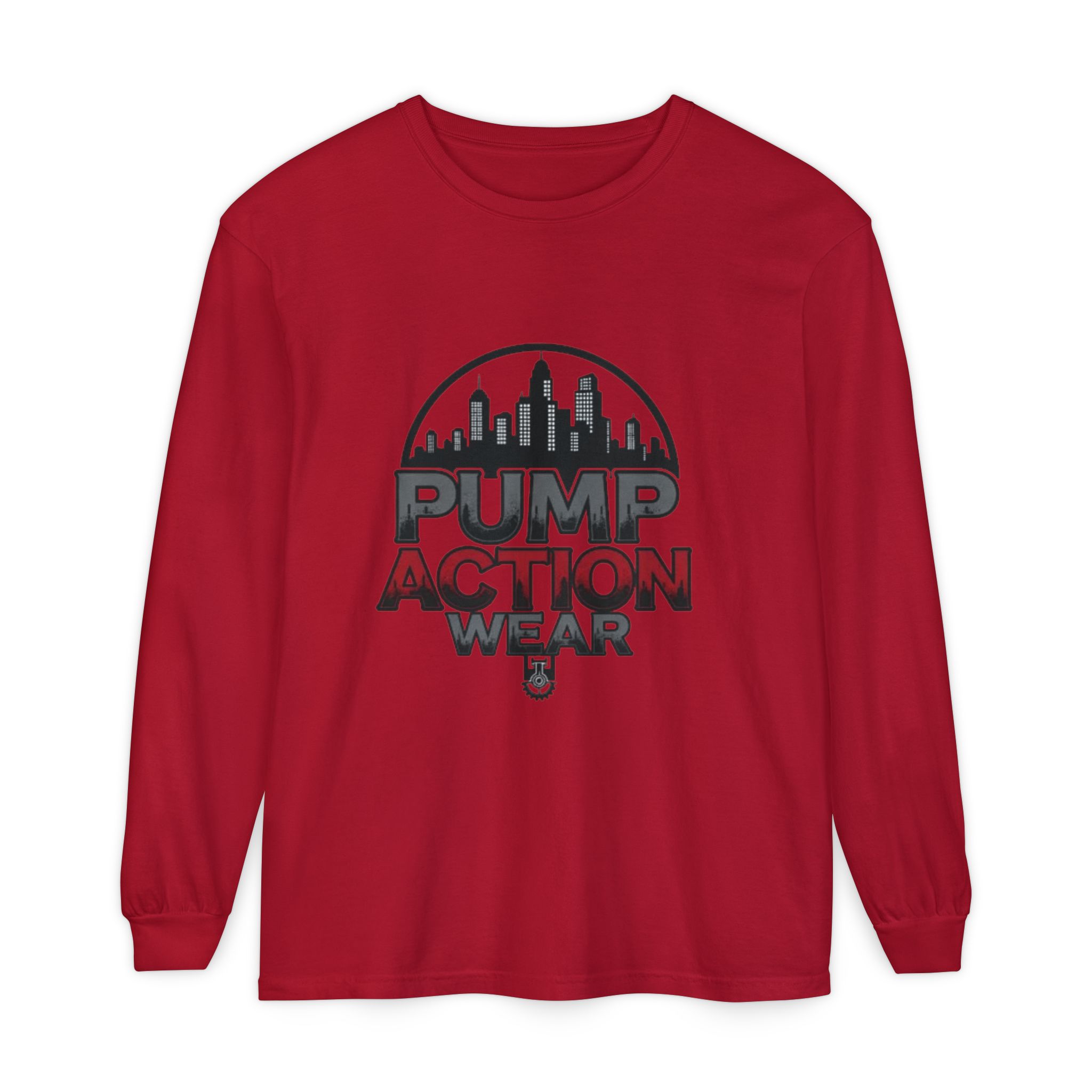 Pump Action Wear Long Sleeve Tee – Urban Skyline Graphic - Image 65