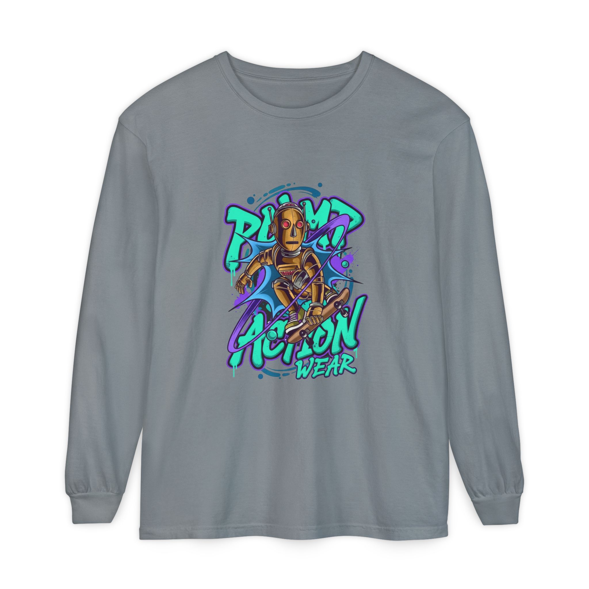Retro Robot Graffiti Long Sleeve Tee - Image 53